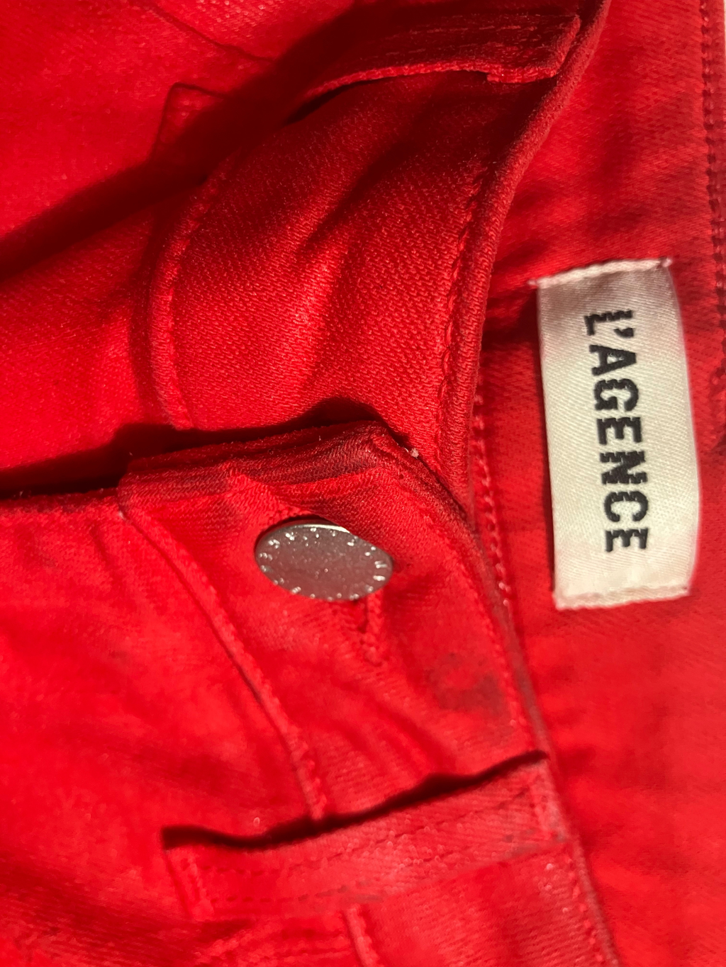 L'AGENCE Red High-Rise Straight Leg Jeans - Size 27 Stretch Denim