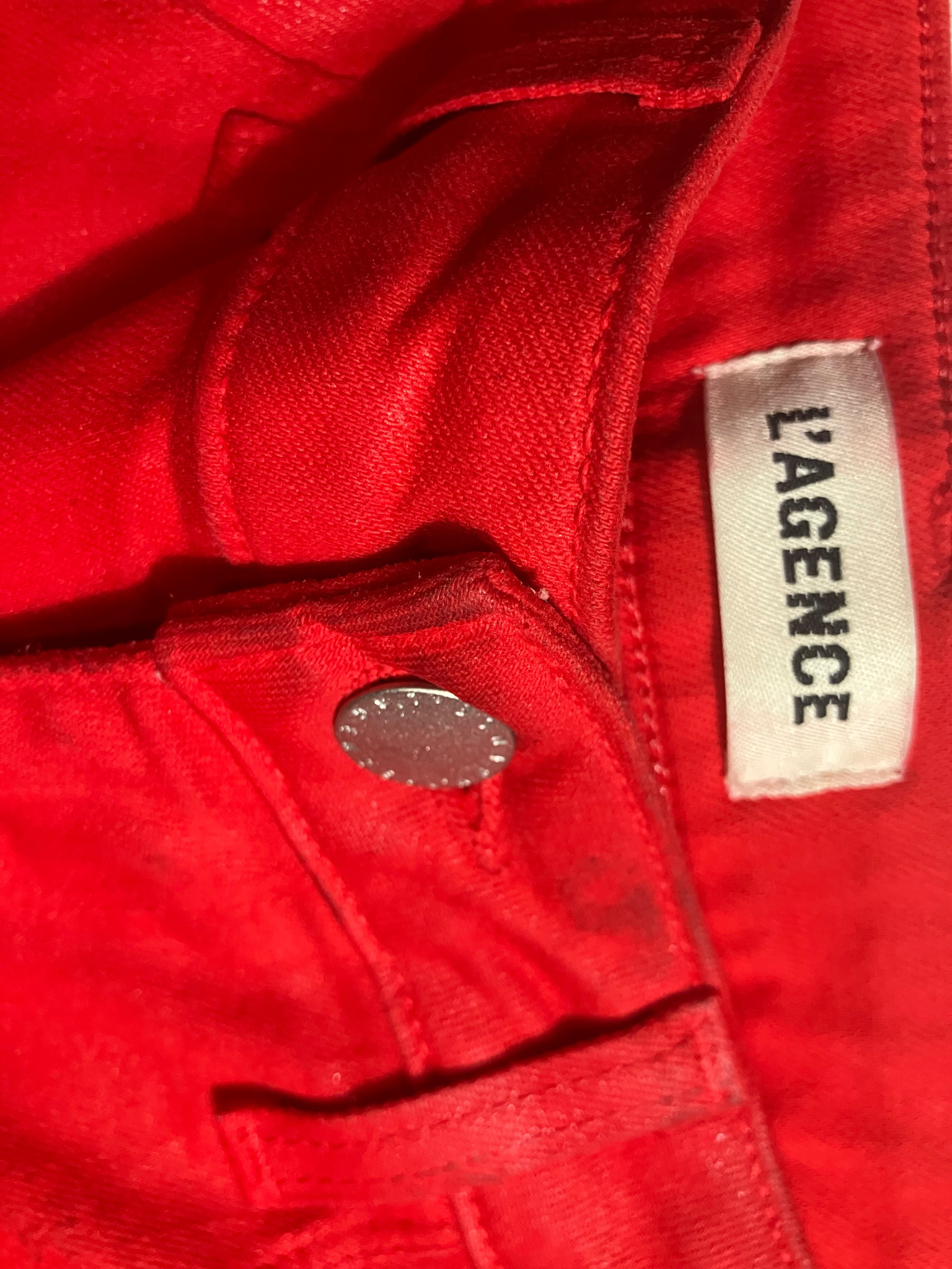 L'AGENCE Red High-Rise Straight Leg Jeans - Size 27 Stretch Denim