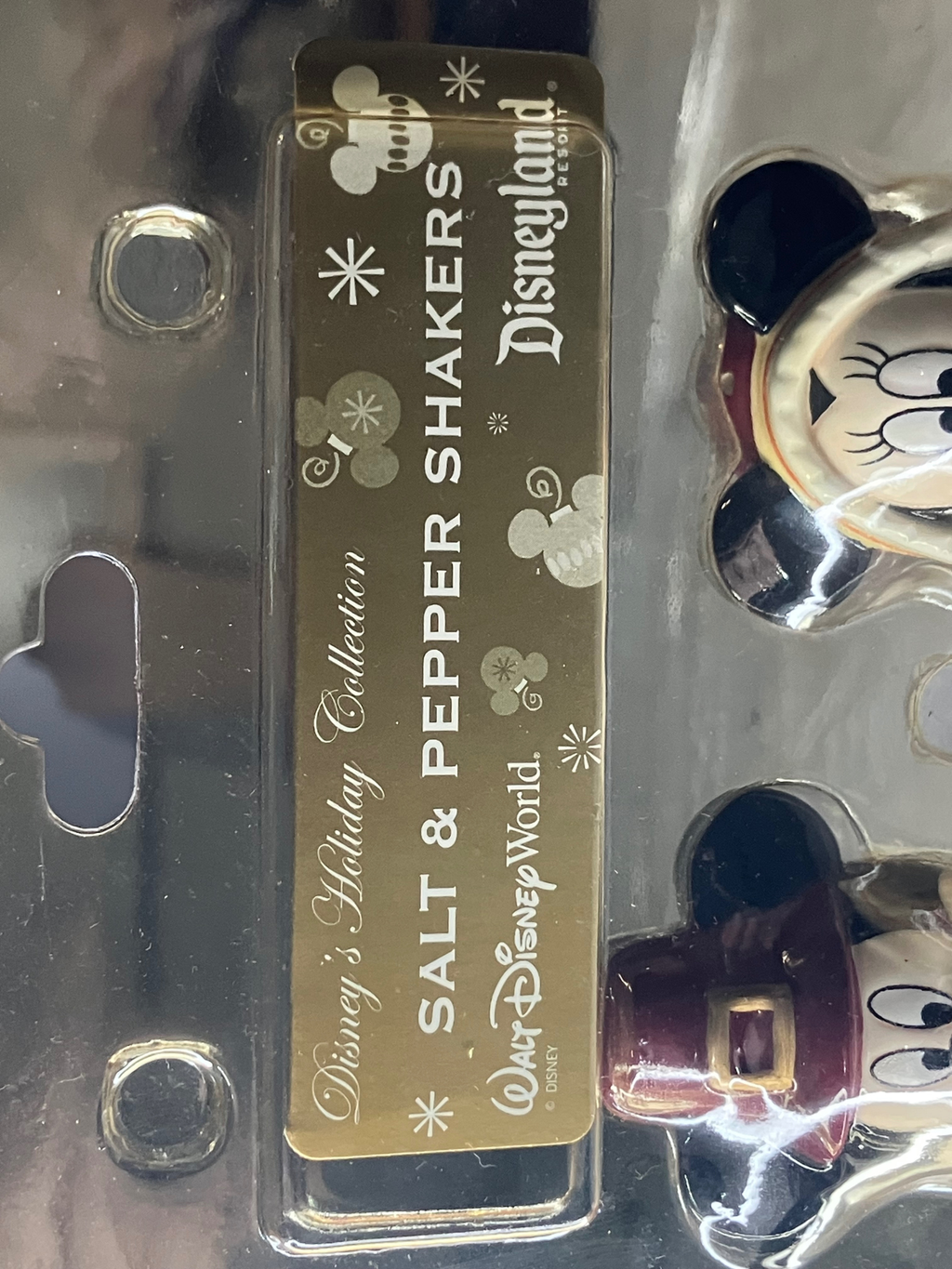 Disney Holiday Collection Mickey Minnie Salt & Pepper Shakers Set New in Box