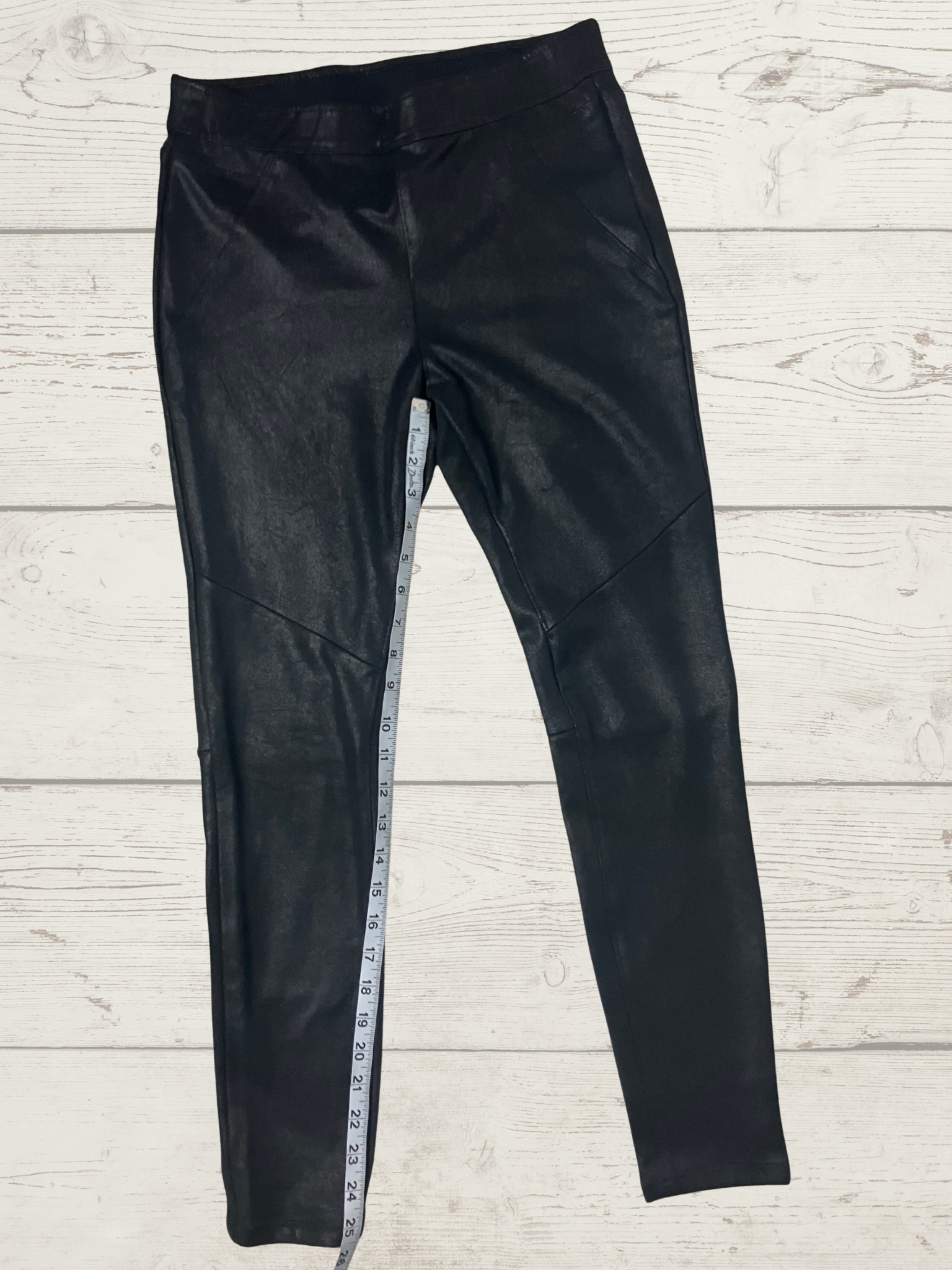 Free People — Leggings | Faux leather paneling, deep black · Sz 4