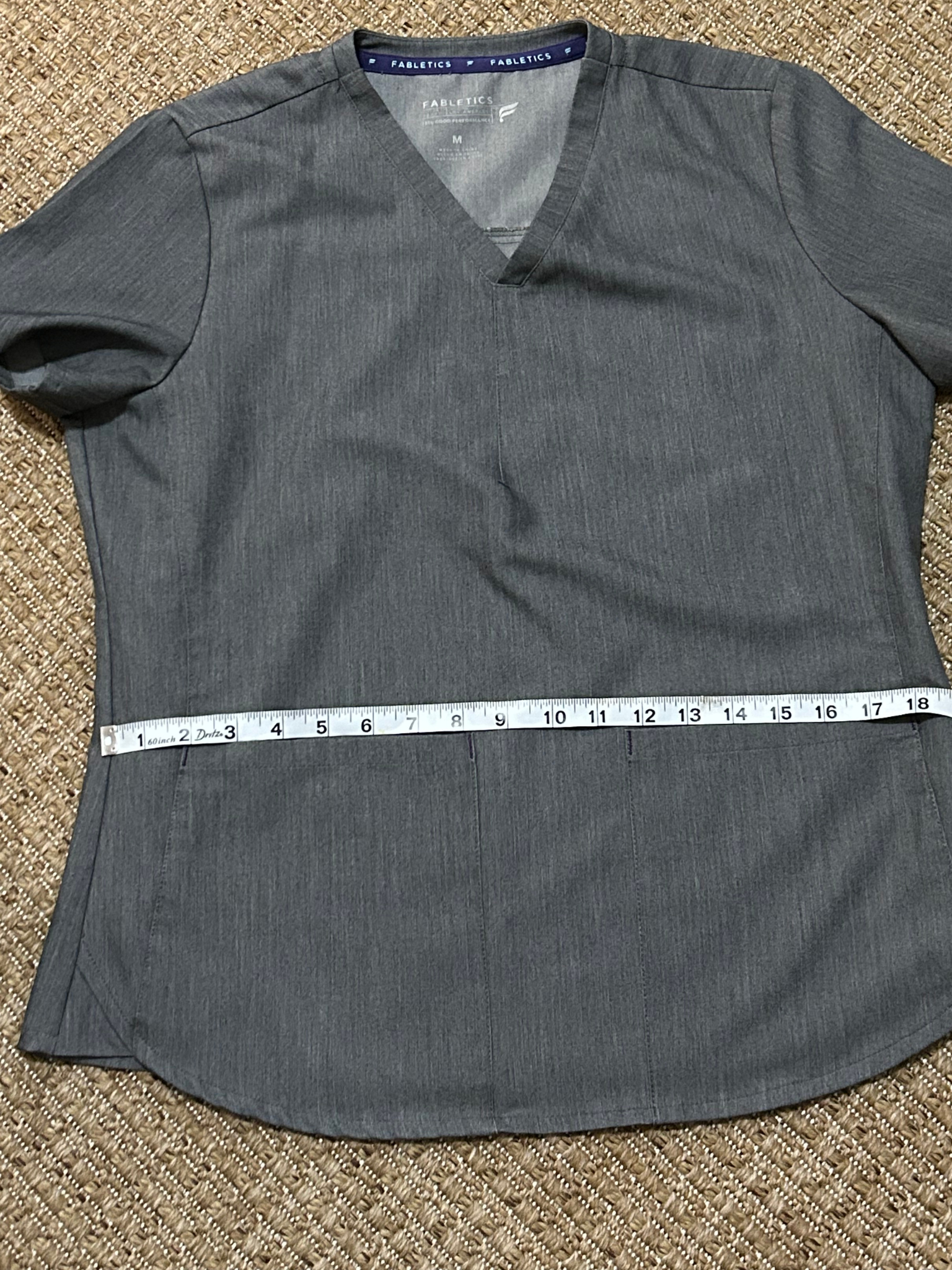 Fabletics — Blouse | Heather gray utility, scrub-style polish · Sz M