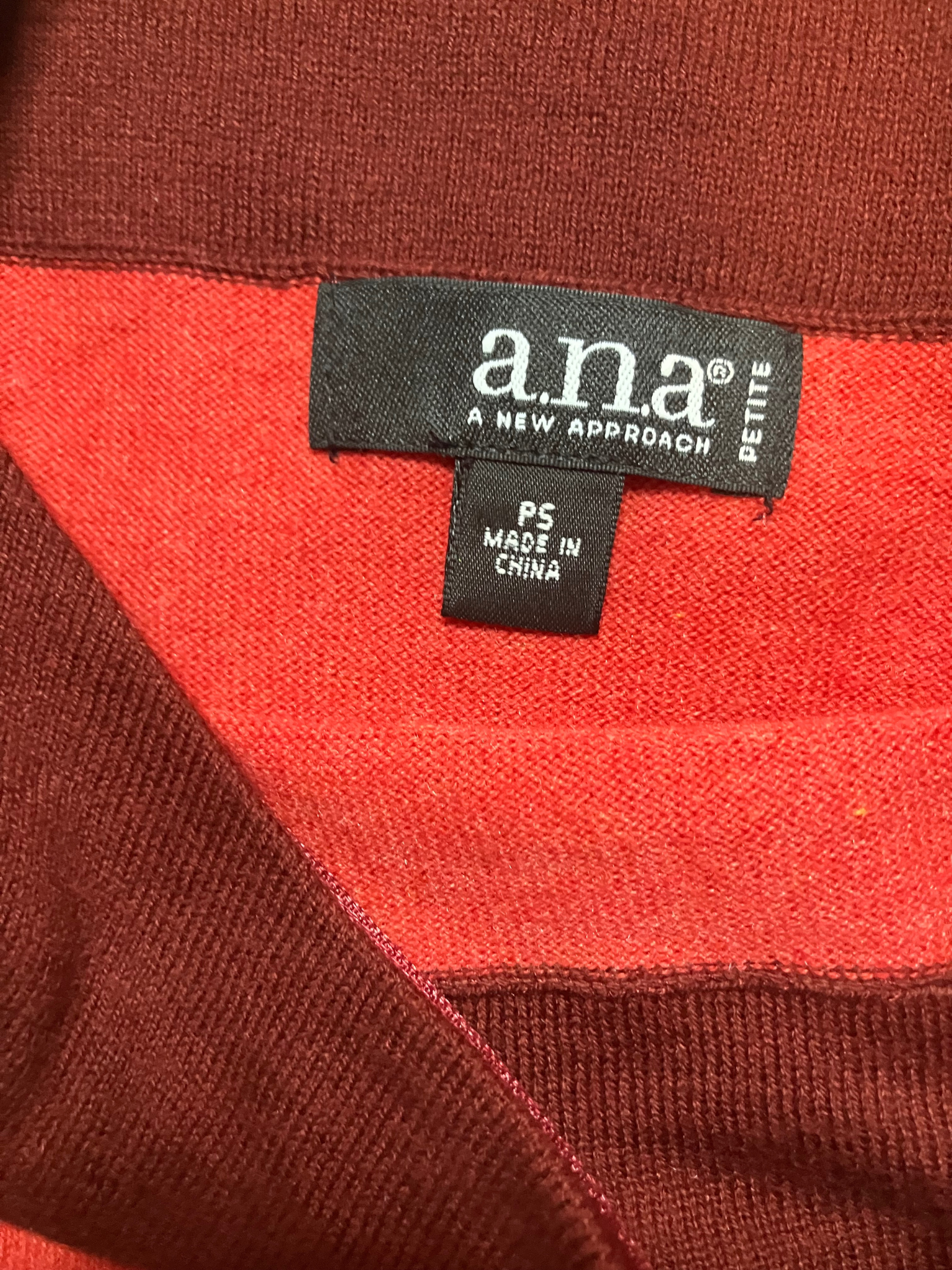 a.n.a Petite Striped Sweater Women's PS Terracotta Coral 3/4 Sleeve