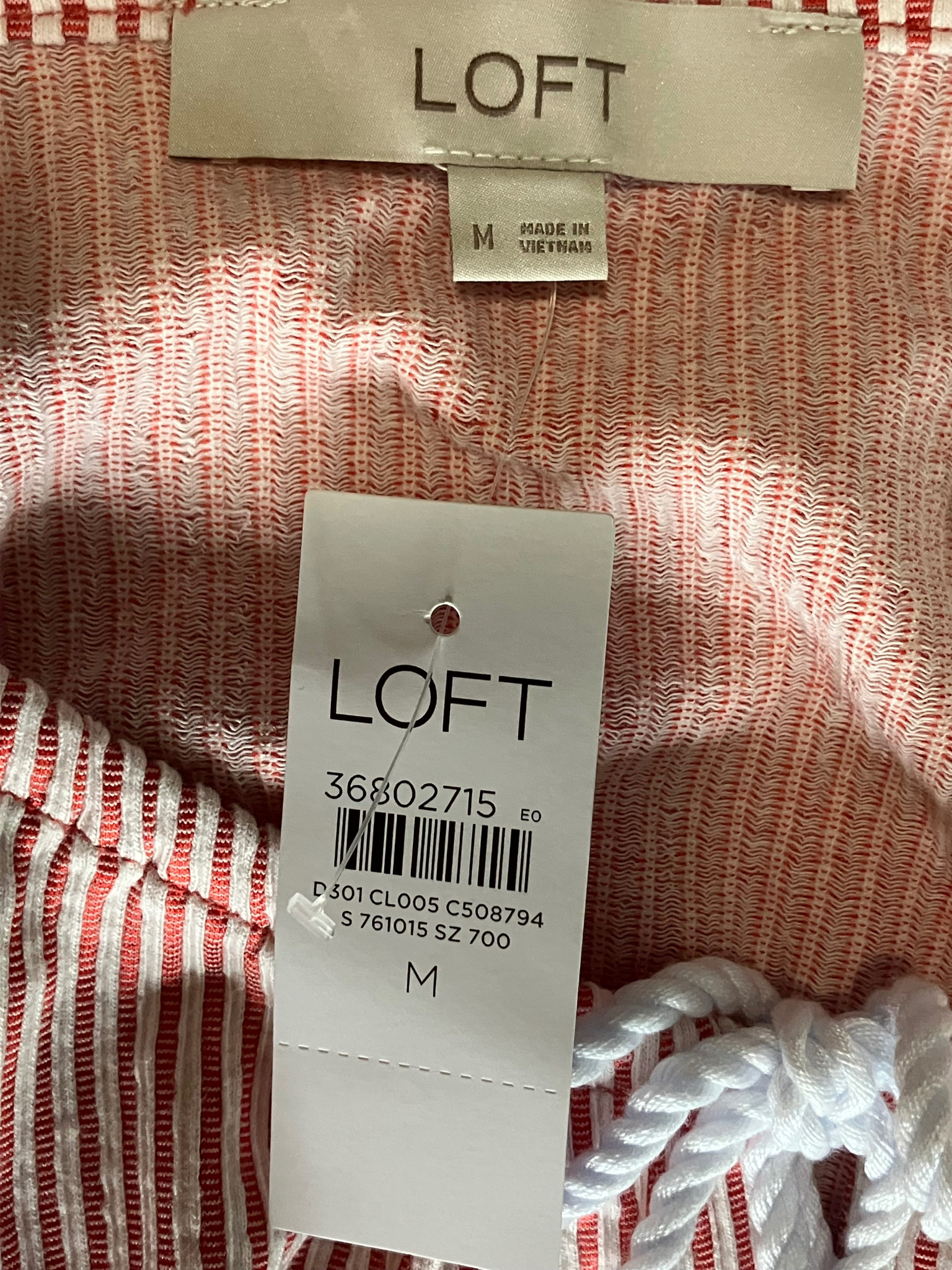 LOFT Red White Striped Sleeveless Top Size M - NWT Nautical Peplum