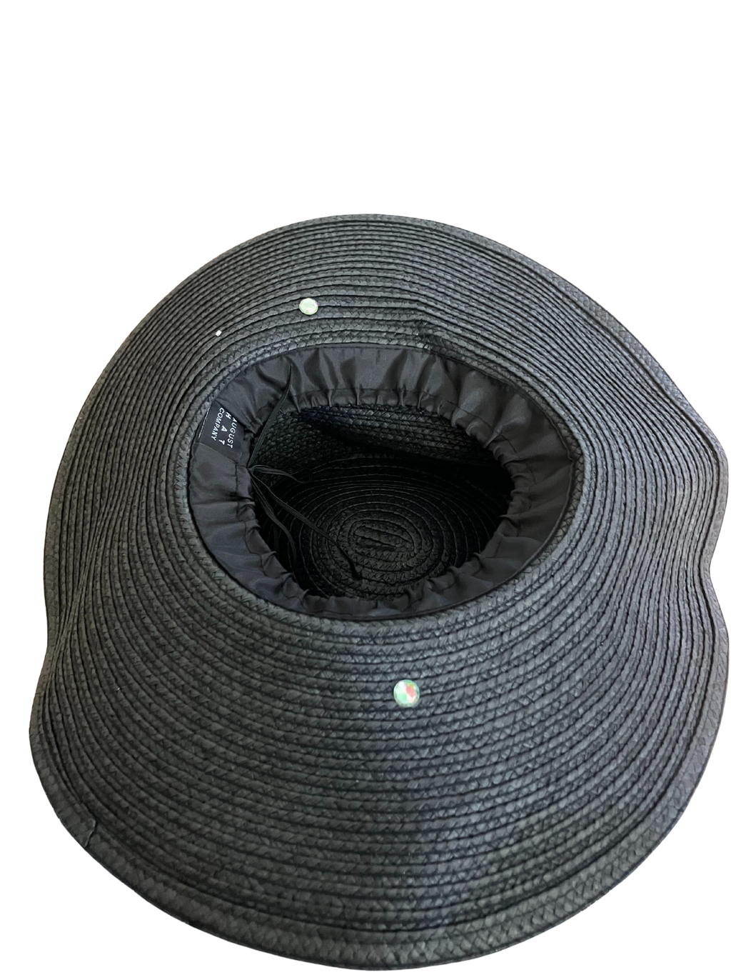 August Hat Company Black Wide Brim Straw Hat - Floral Embellishment