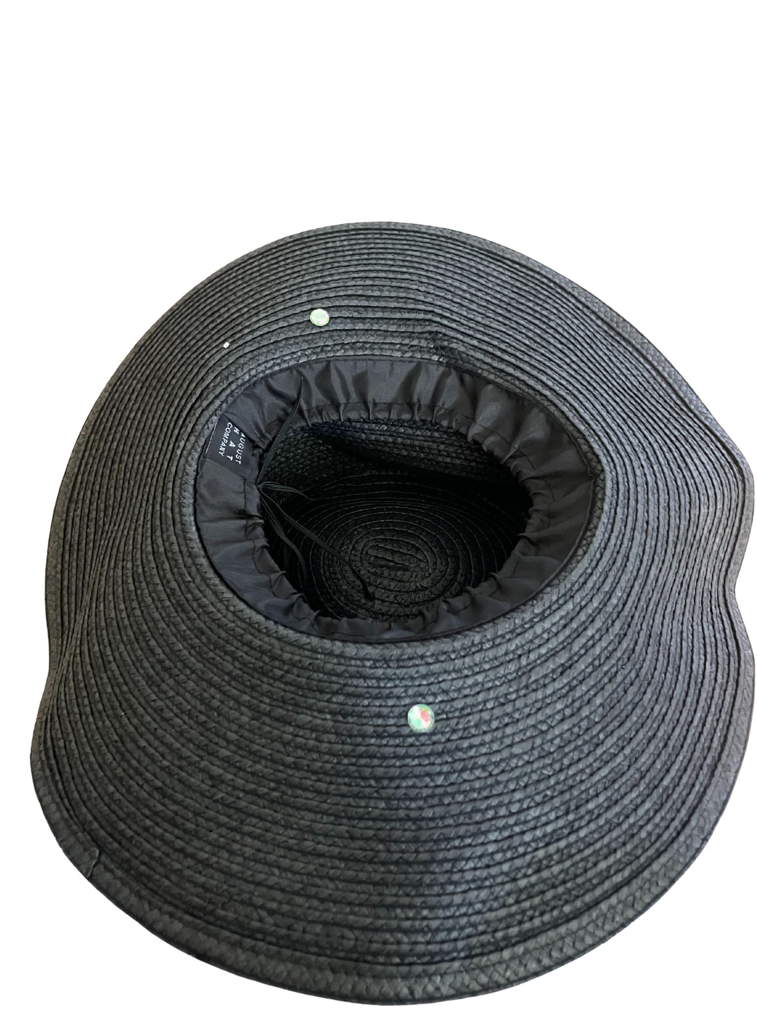 August Hat Company Black Wide Brim Straw Hat - Floral Embellishment