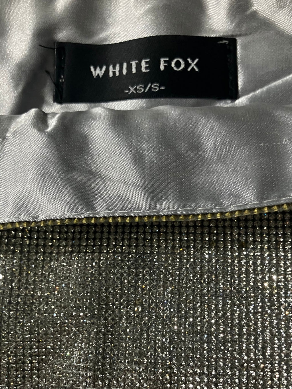 White Fox Boutique — Rhinestone Bandeau Crop Top | Crystal embellished, silver sparkle · Sz XS
