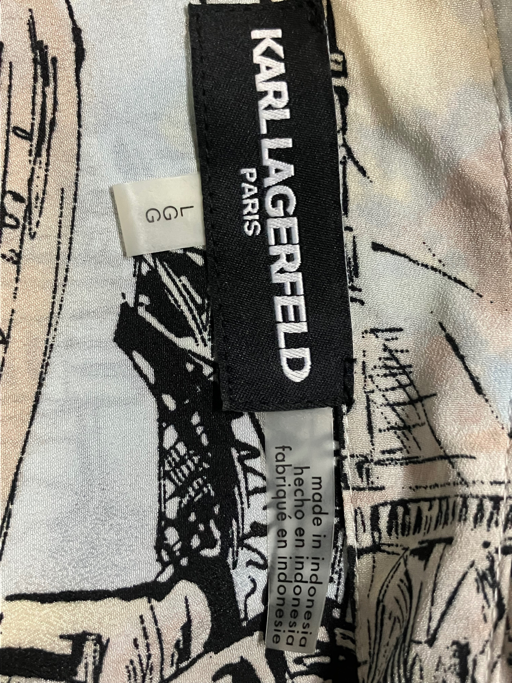 Karl Lagerfeld Paris Parisian Landmarks Print Blouse Size L