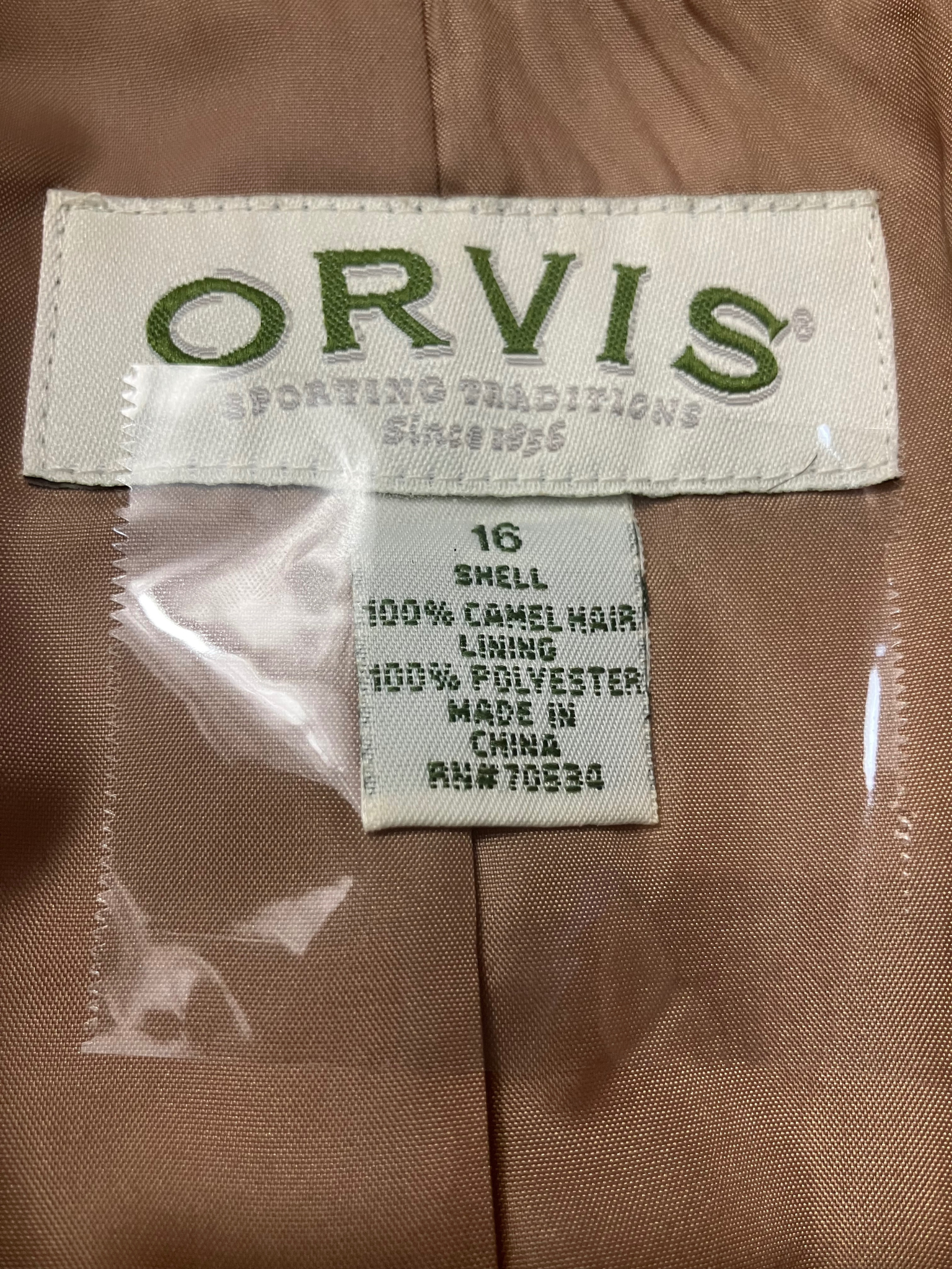Orvis Camel Wool Blazer Women's Size 16 Classic Tailored One-Button Jacket