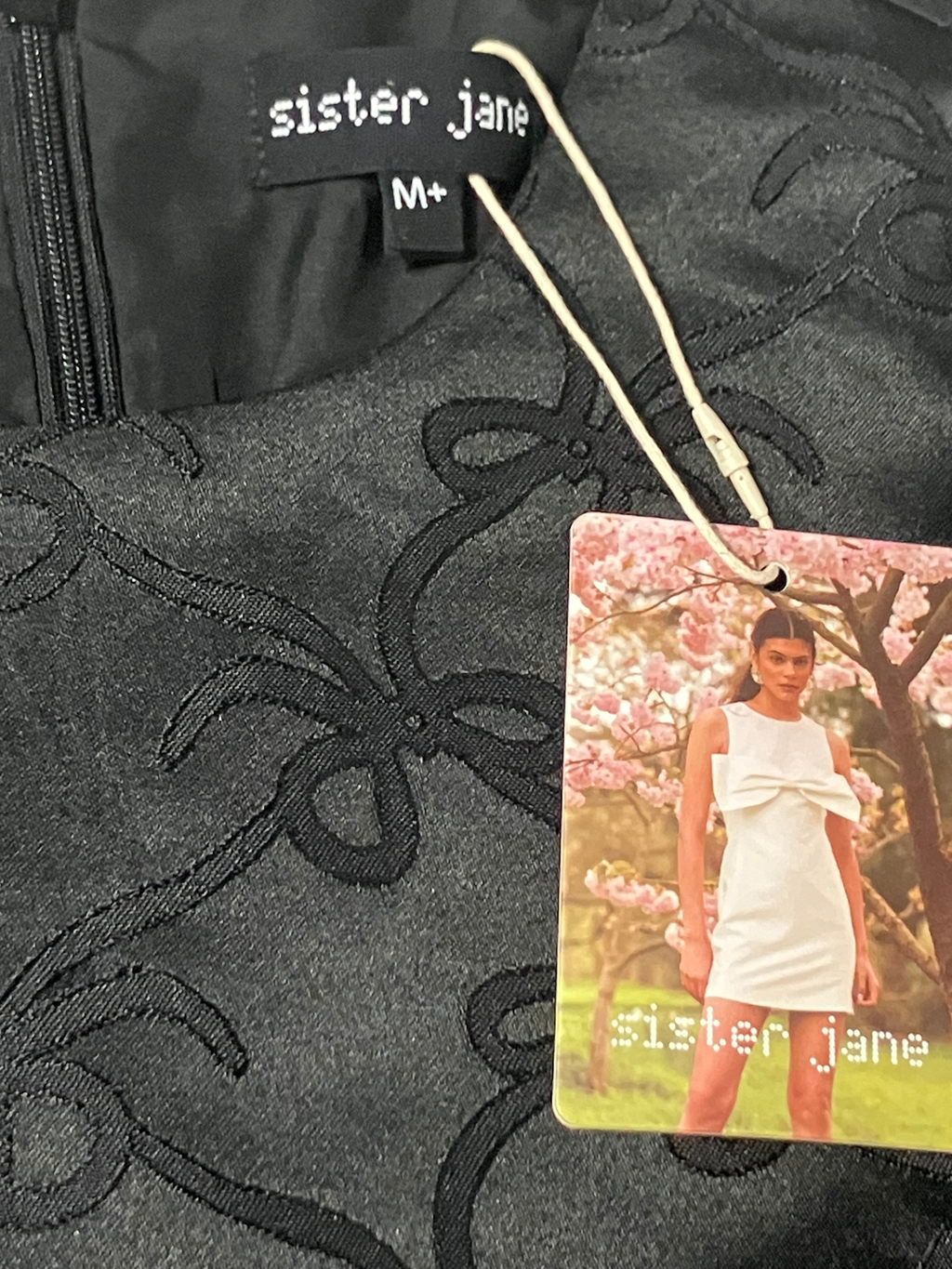 Sister Jane — Dress | London-designed bow jacquard with puff sleeves · Sz M