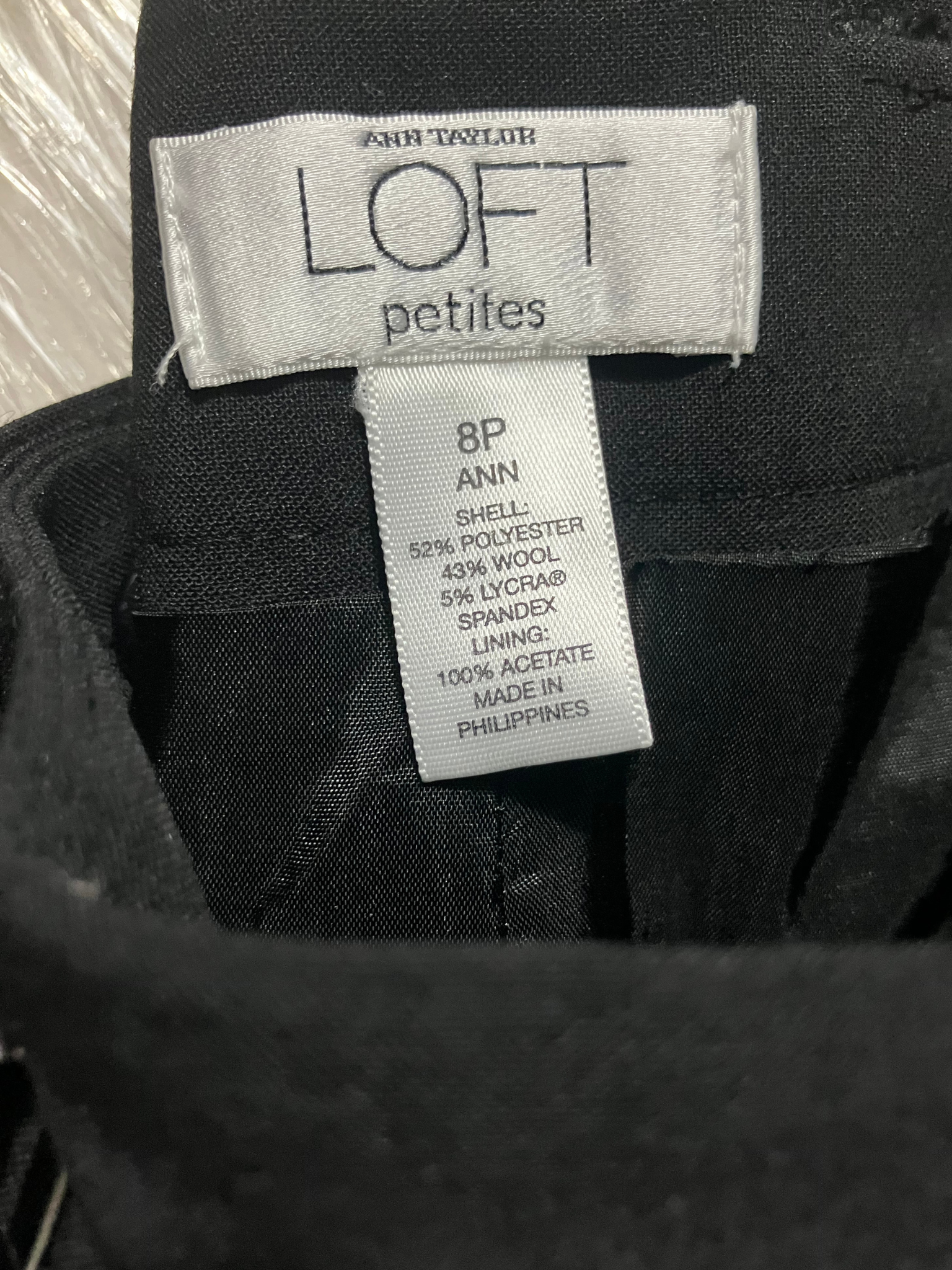 LOFT — Tailored Pants | Deep black wide-leg with cuffed hem · Sz 29