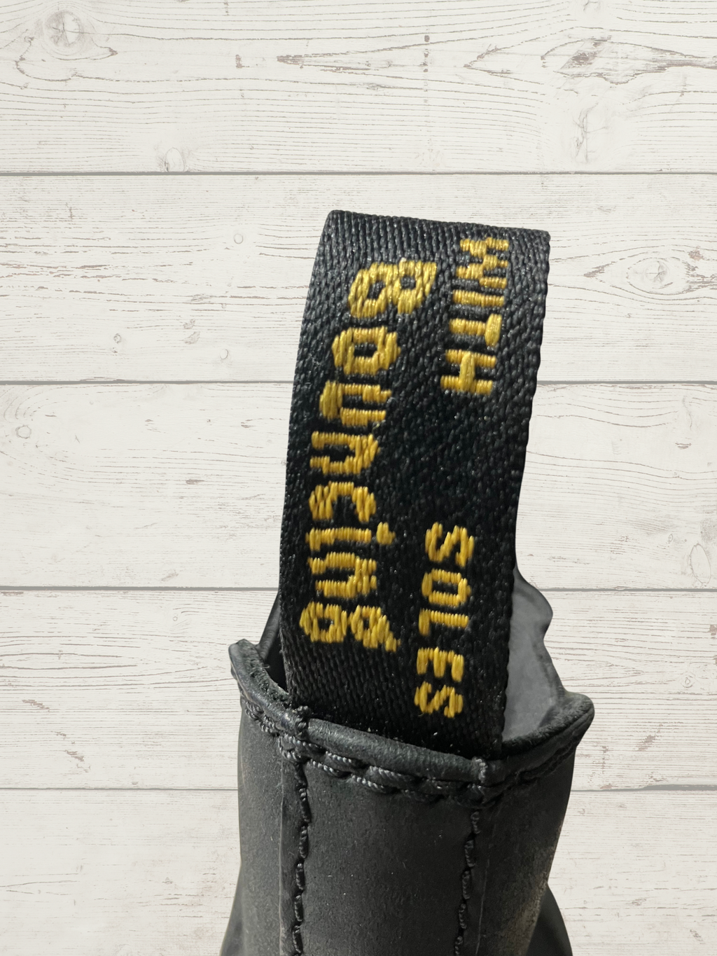 Dr. Martens — Chelsea Platform Boot | Black leather, yellow welt stitching · Sz EU 40