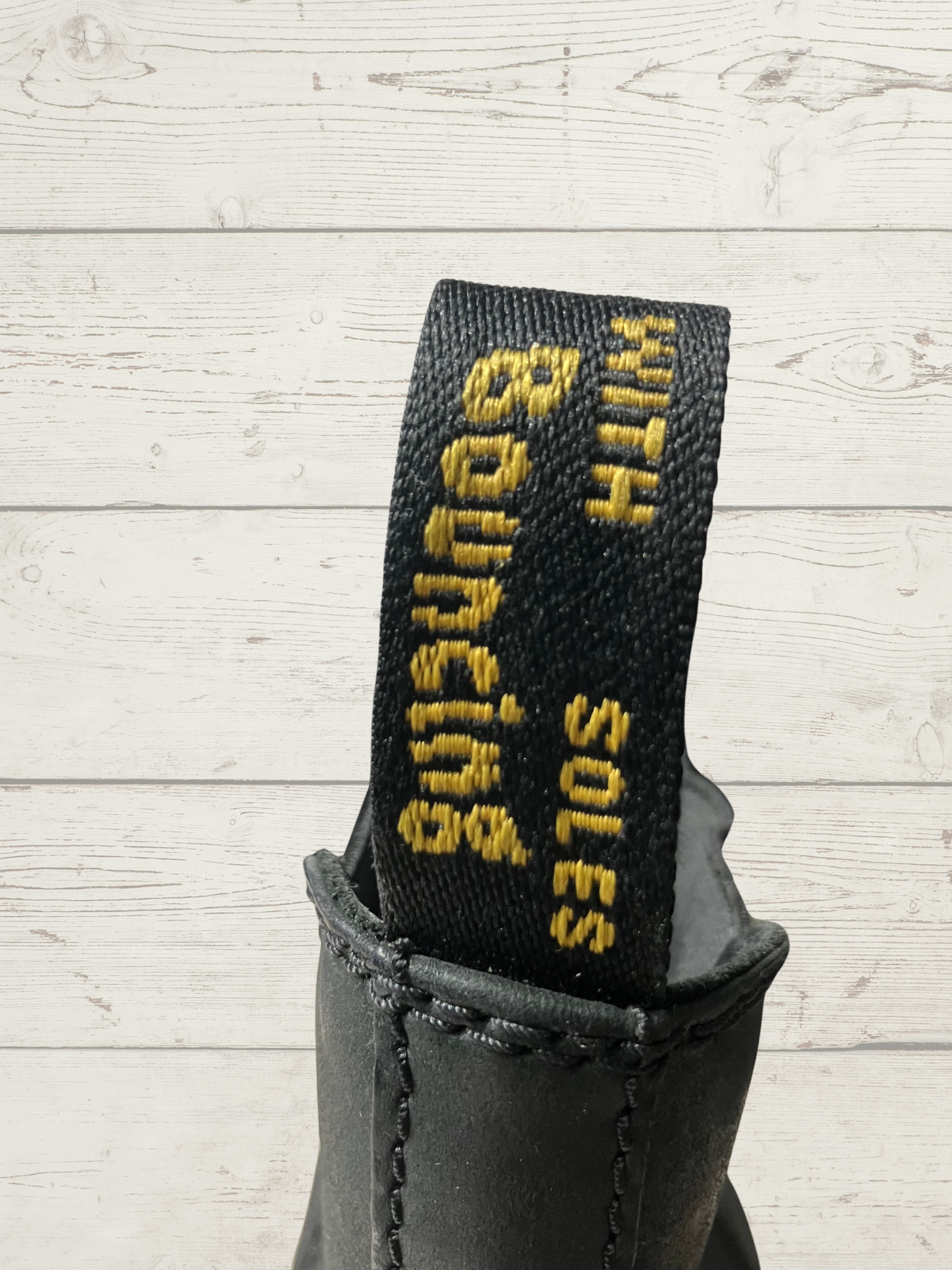 Dr. Martens — Chelsea Platform Boot | Black leather, yellow welt stitching · Sz EU 40