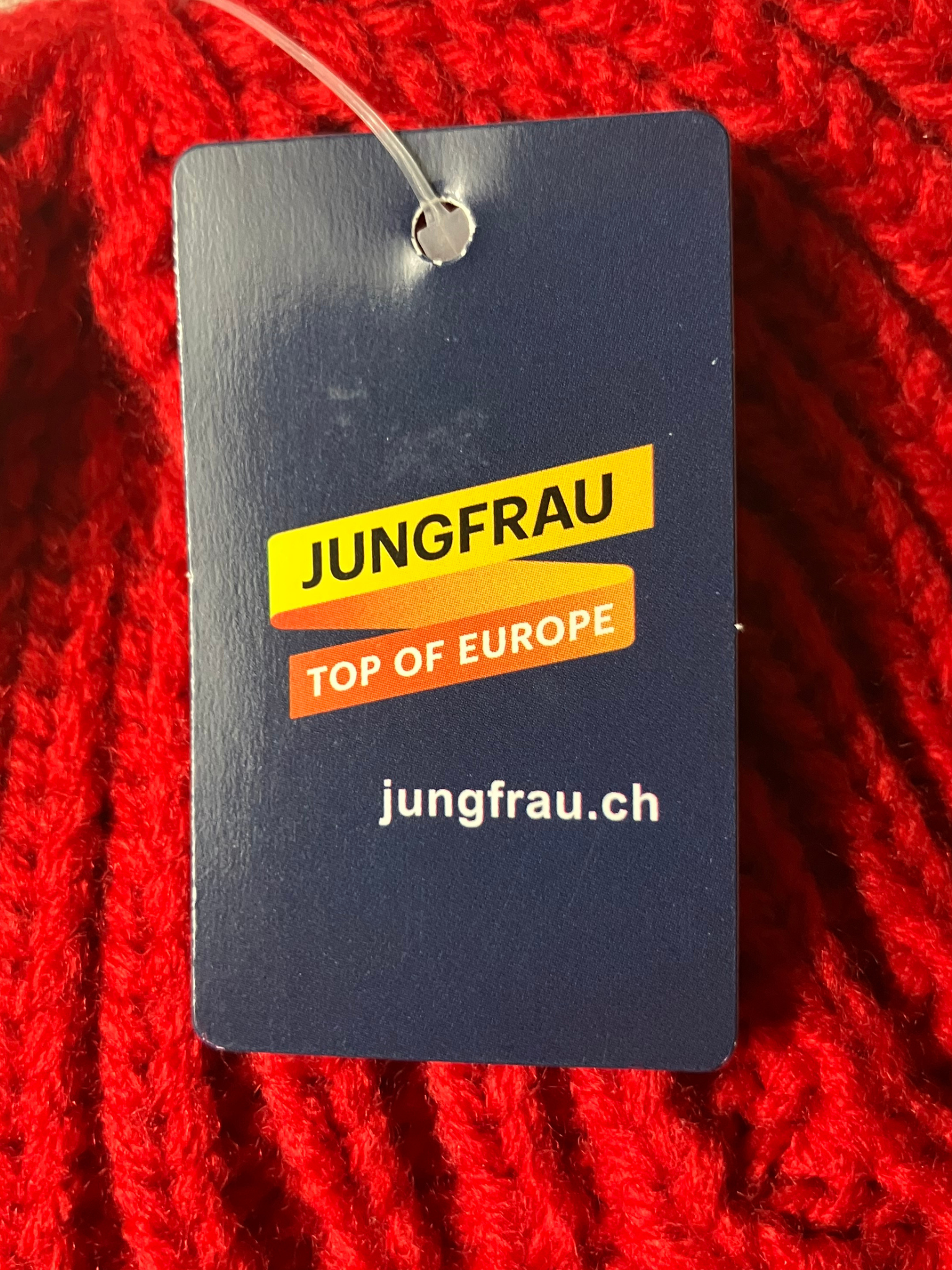Jungfraujoch — Knit Hat | Swiss cross embroidery, fleece-lined, never worn · Sz OS