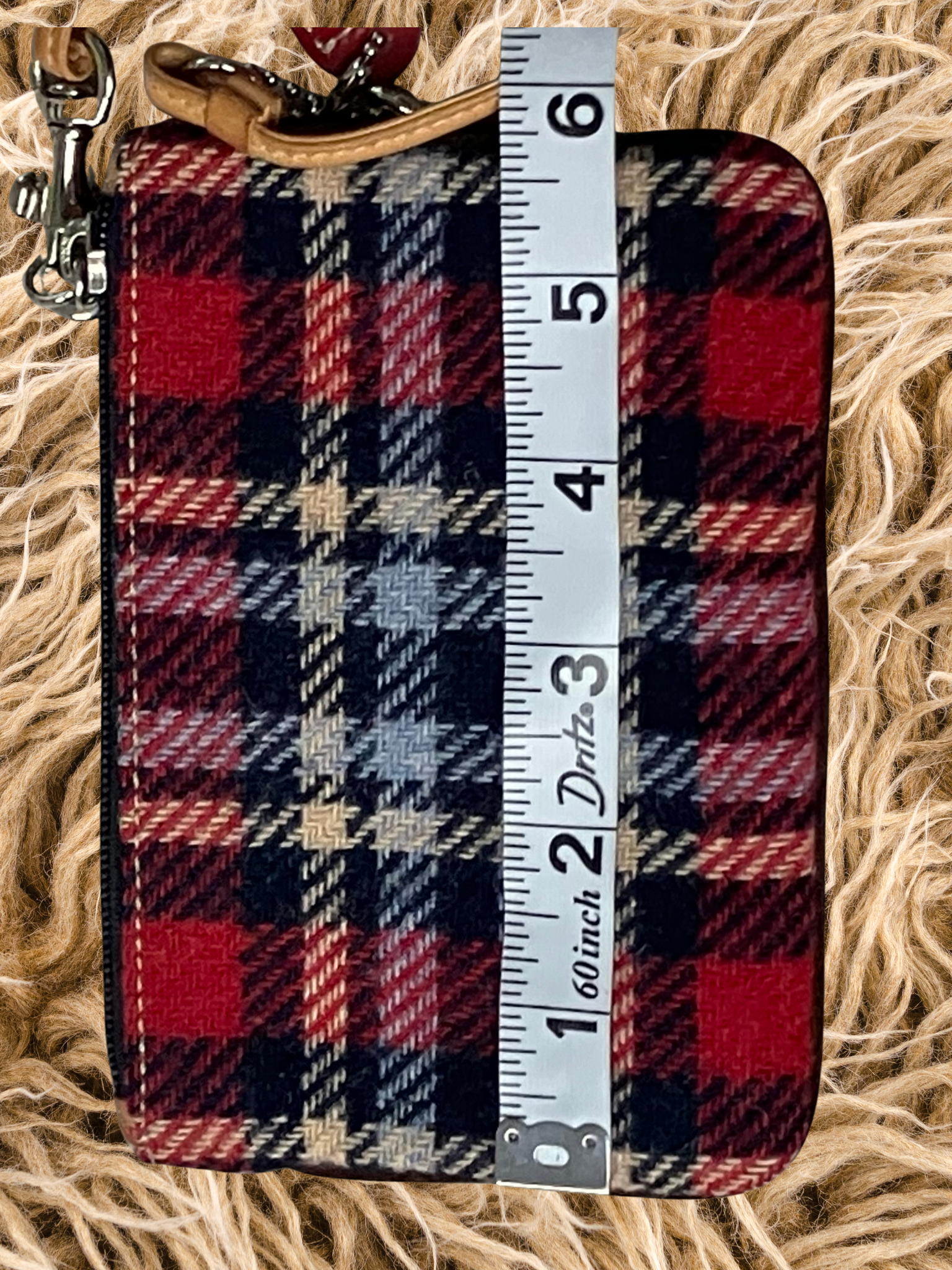 Coach — Clutch Bag | Y2K tartan wool wristlet with suede trim · Sz OS