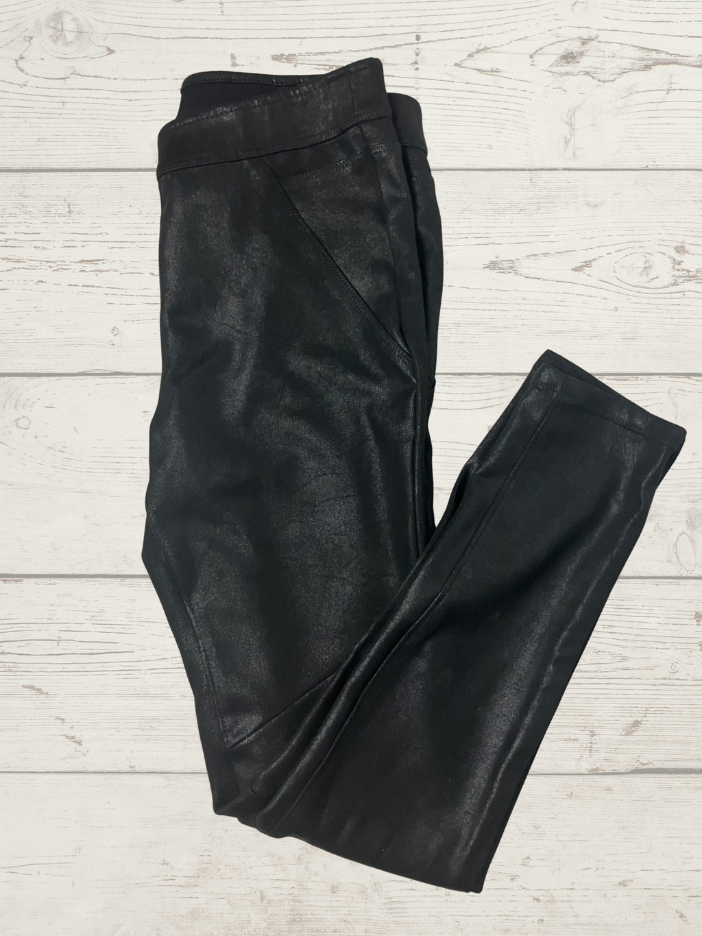 Free People — Leggings | Faux leather paneling, deep black · Sz 4