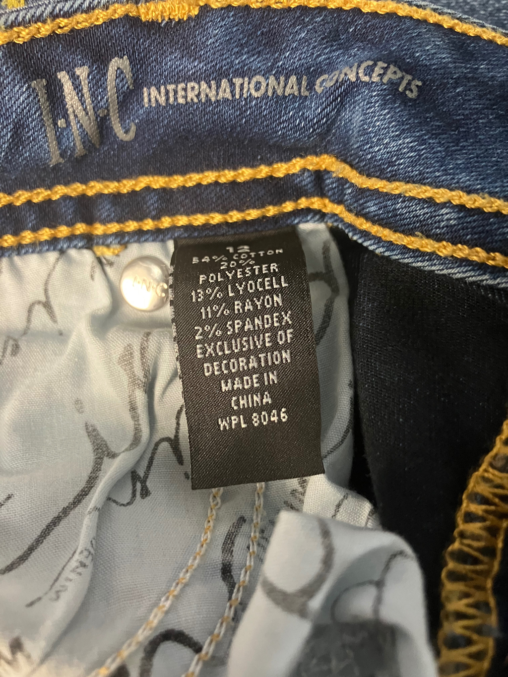 INC International Concepts Floral Embroidered Flare Jeans Size 12