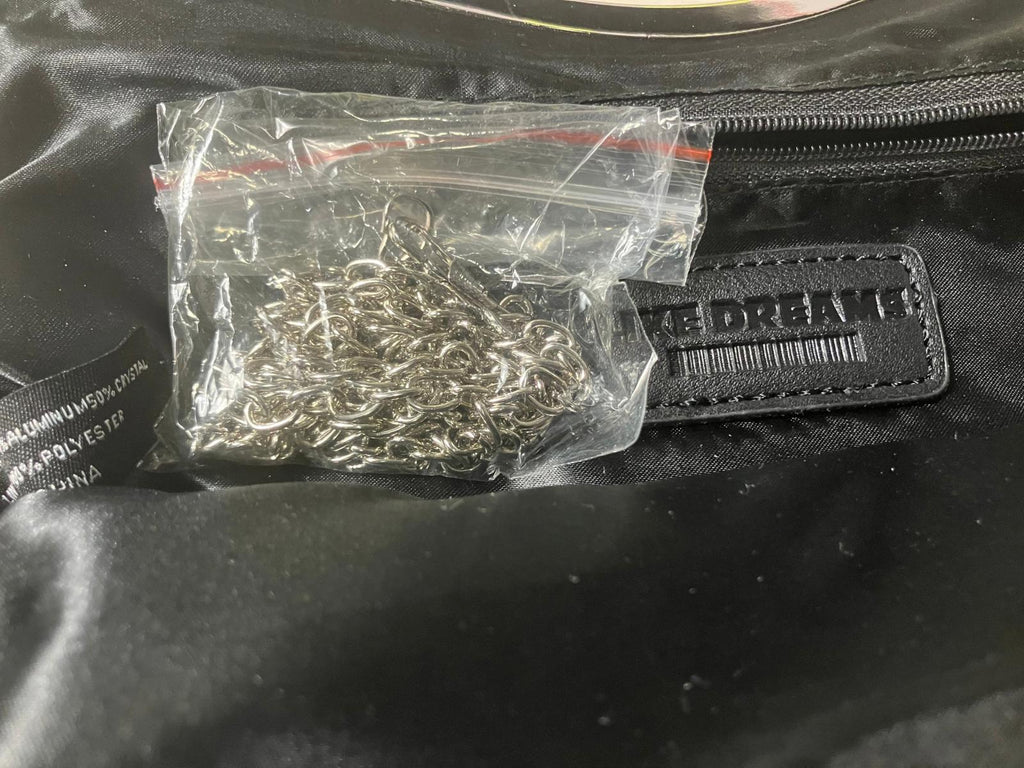 Black Rhinestone Evening Clutch Bag with Silver Frame