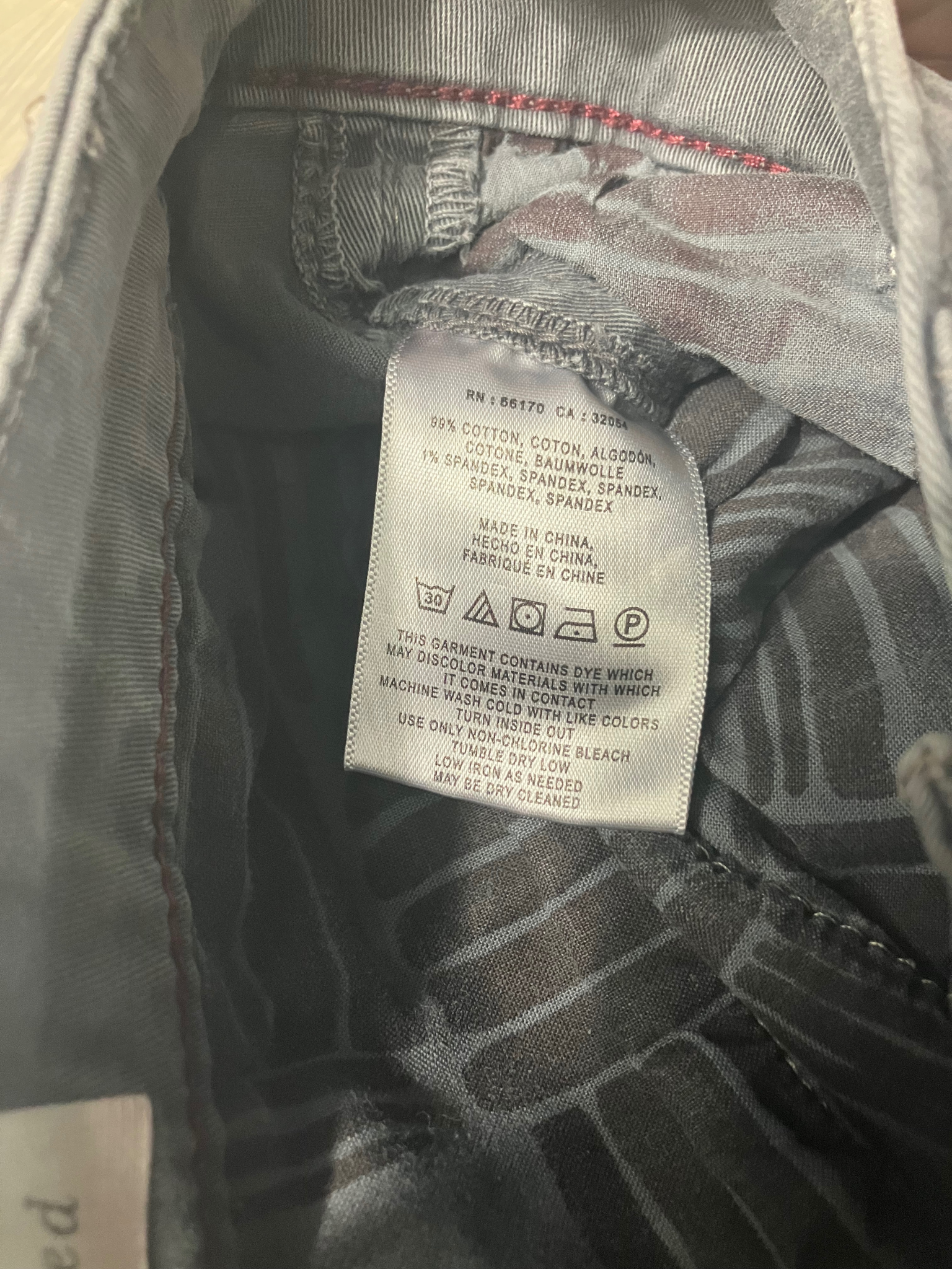 Chino by Anthropologie — Tailored Pants | Slate gray with a geometric embroidered stripe · Sz 27