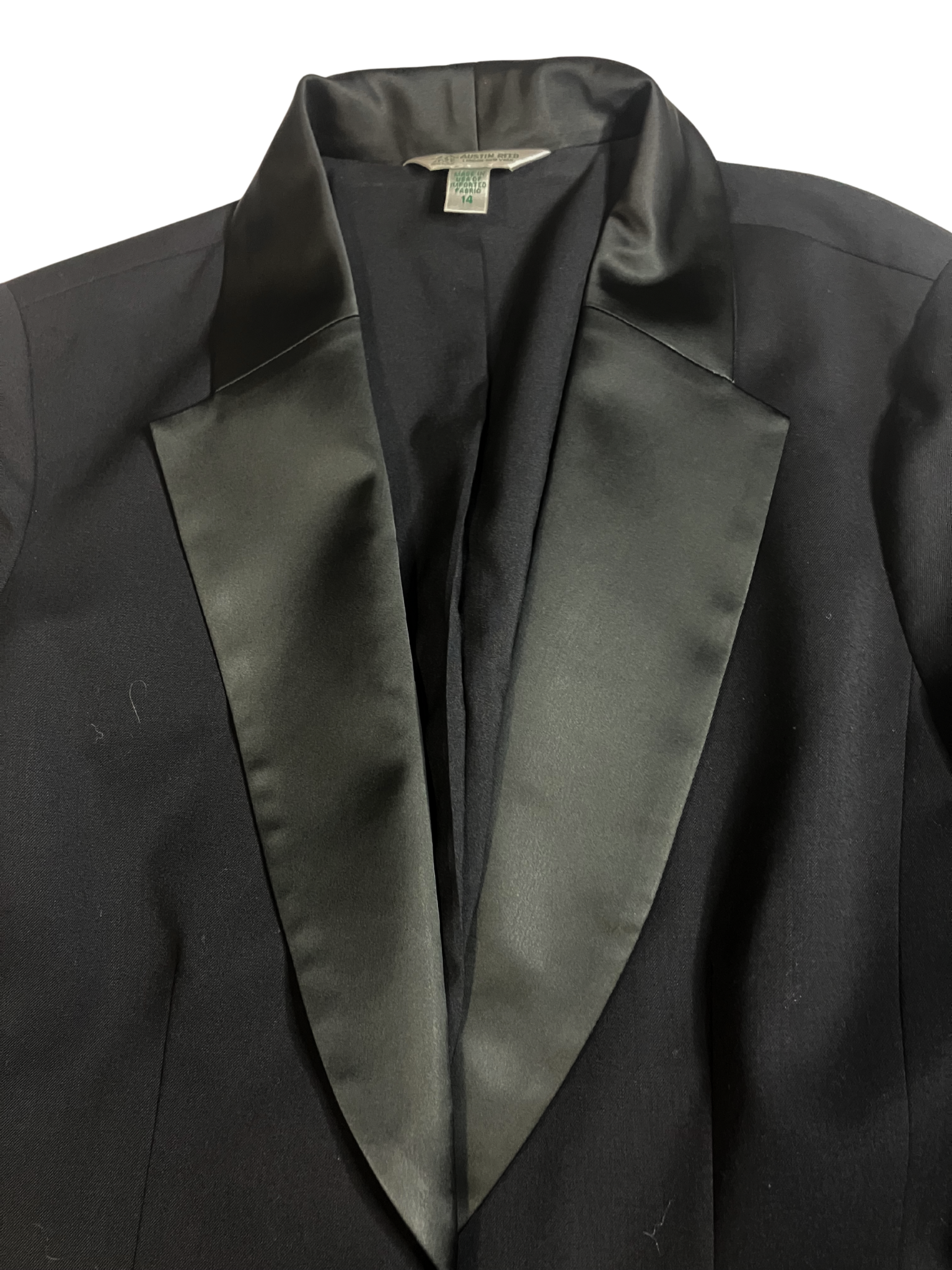 Austin Reed Wool Tuxedo Blazer Shawl Lapel Black Formal Jacket Size 14