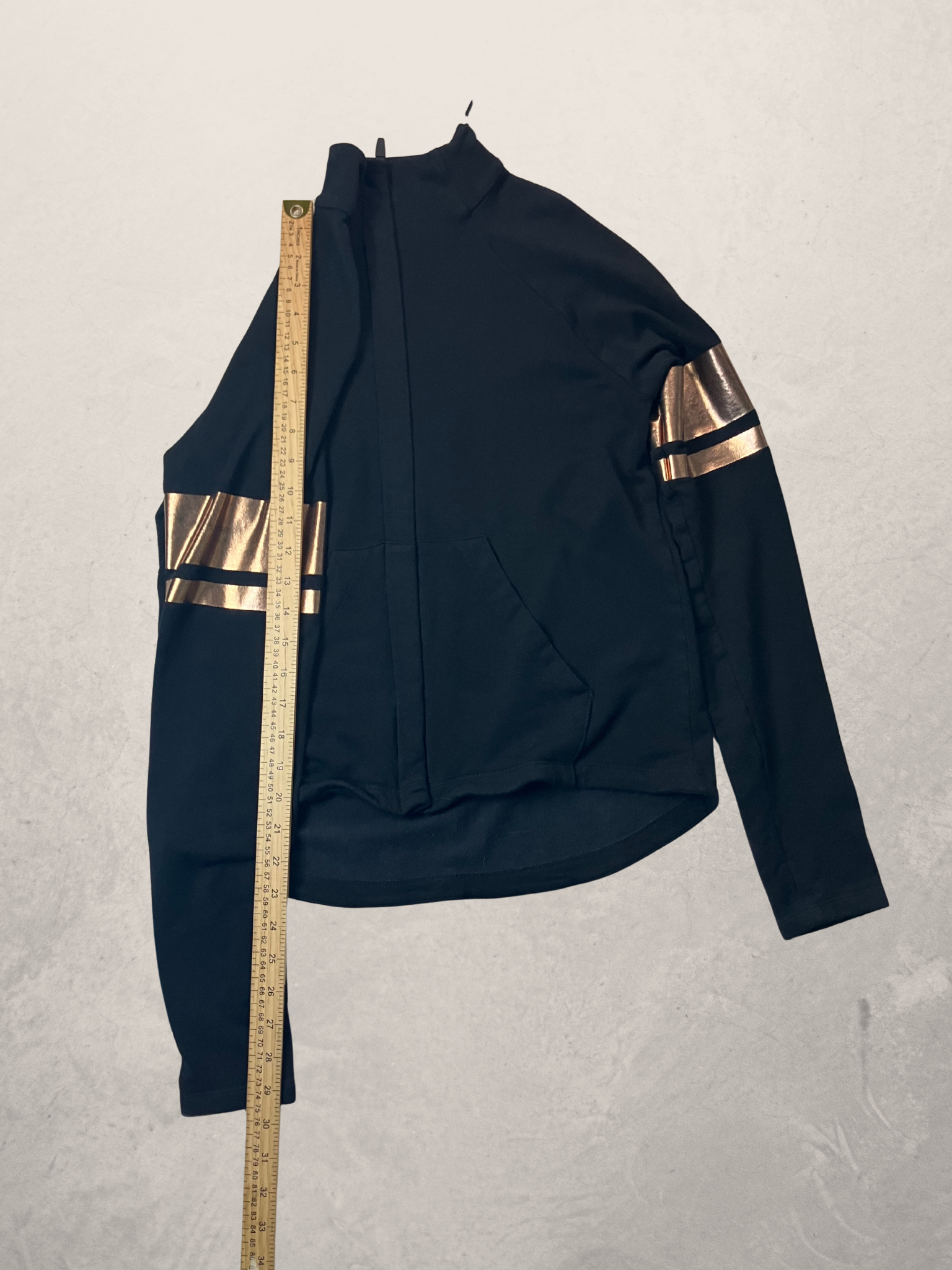 Vimmia — Knit Sweater | Black modal with rose gold metallic detail · Sz S