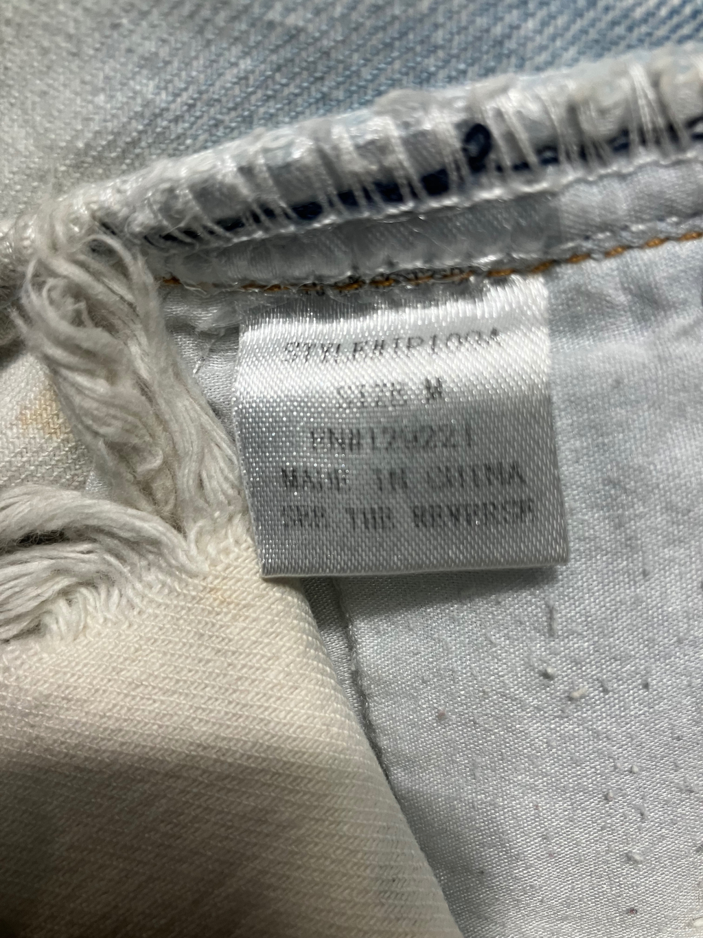 Signature Tribal Print Ombré Denim Cutoff Shorts - Blue Cream Frayed