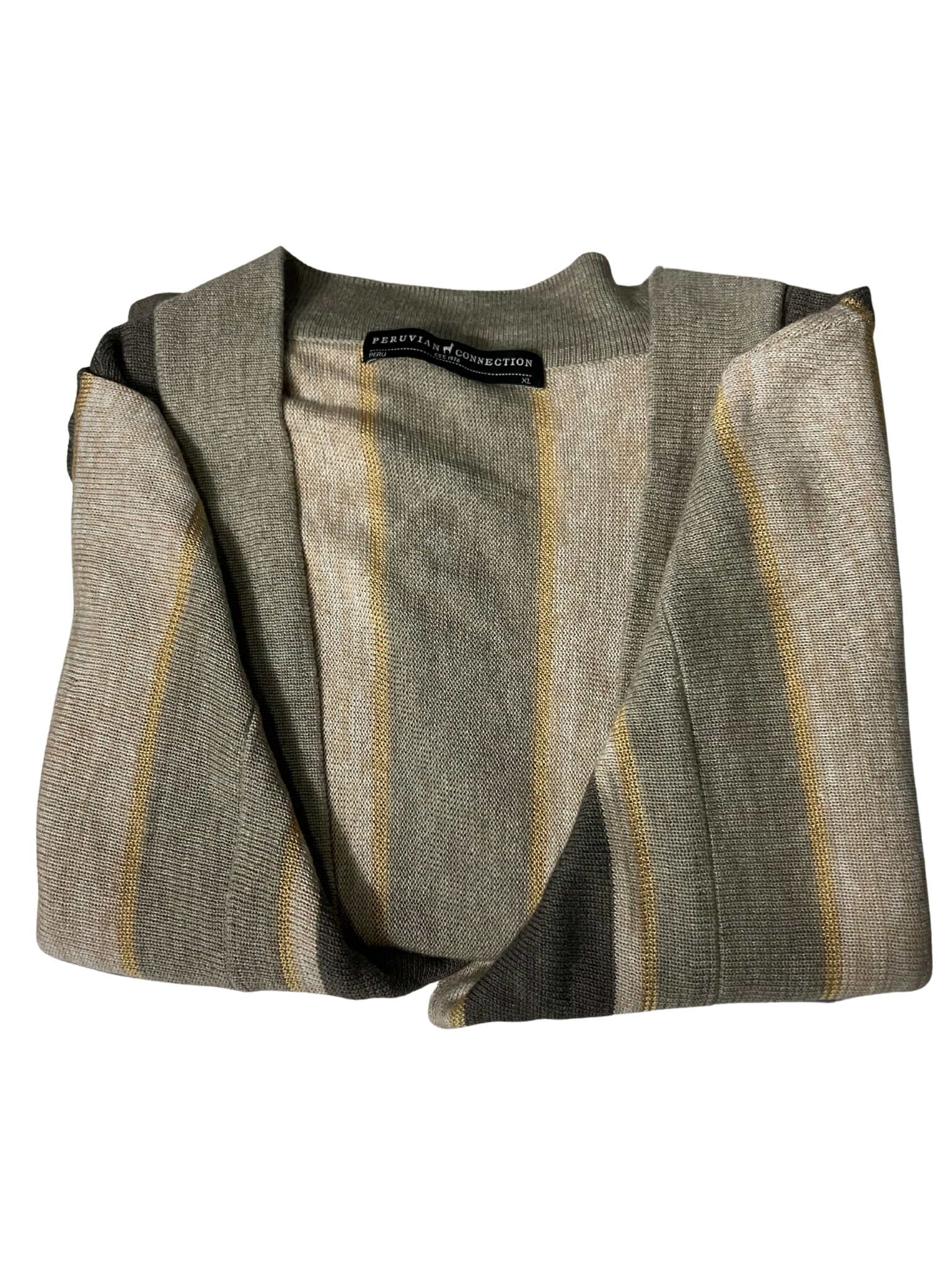 Peruvian Connection Pima Cotton Striped Long Cardigan Duster XL