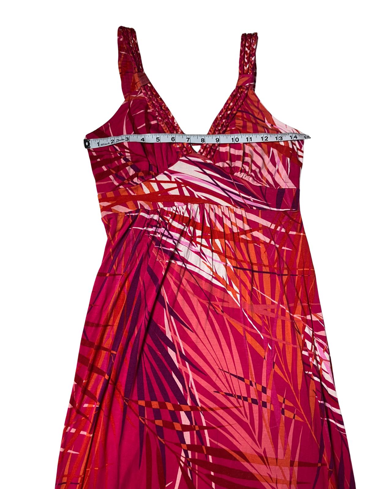 Neiman Marcus — Maxi Dress | Hot pink tropical print, empire waist · Sz M