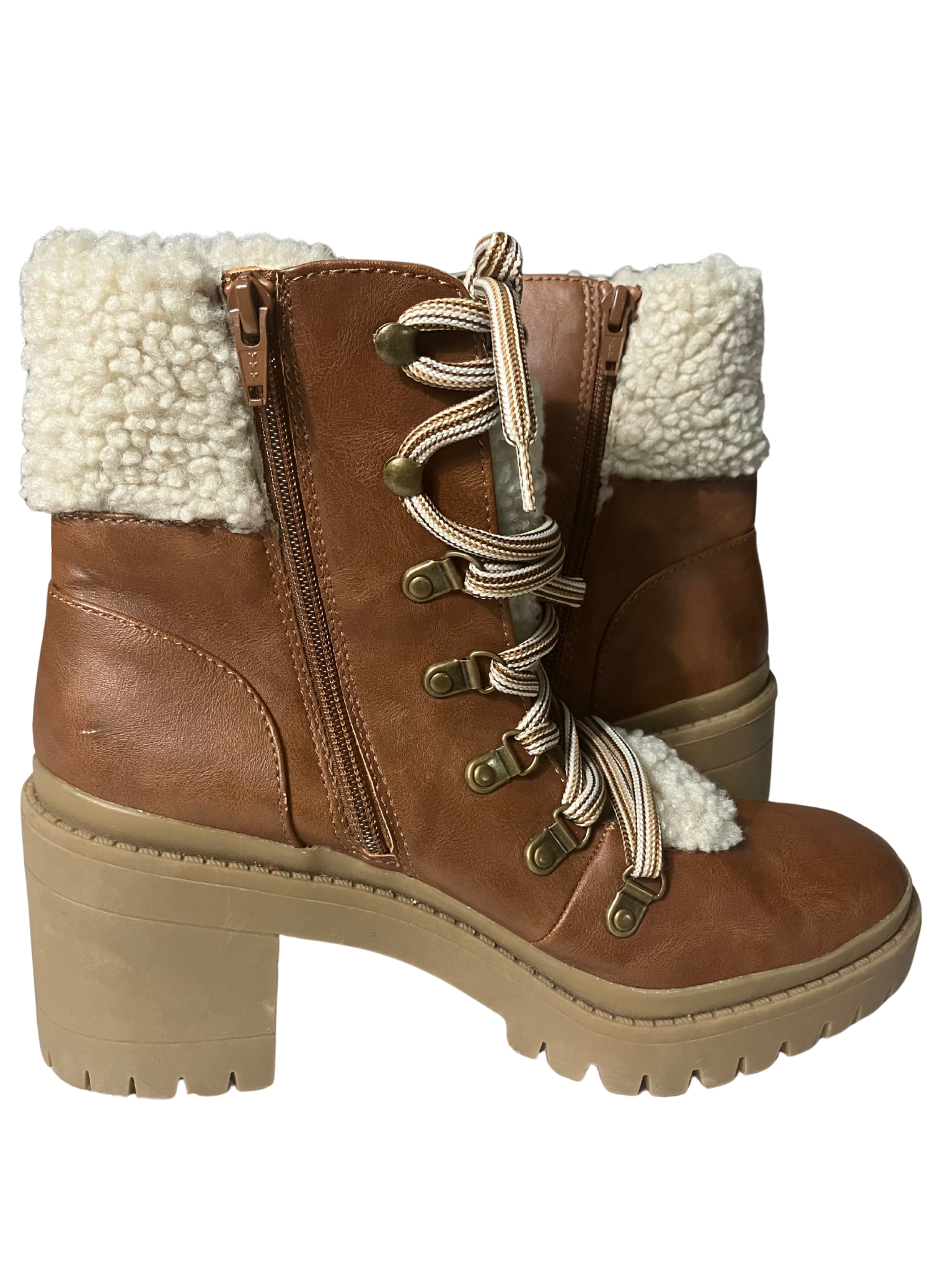 Universal Thread Brown Sherpa-Lined Lace-Up Winter Boots - Size 9.5