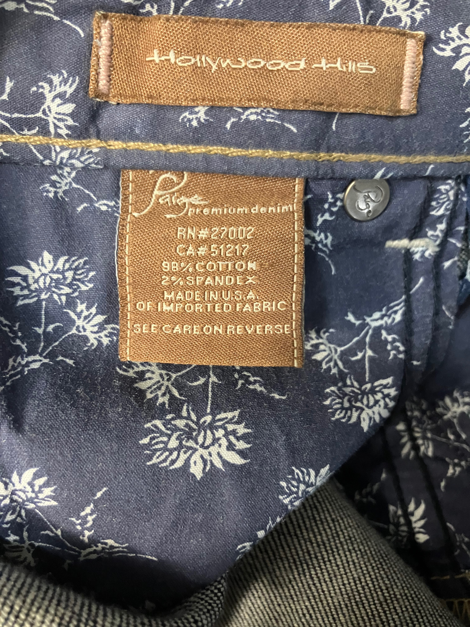 Paige Hollywood Hills Bootcut Jeans Dark Wash Mid-Rise Size 24