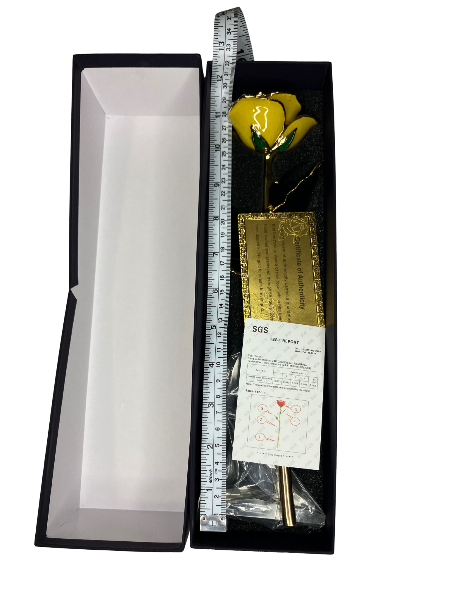 24K Gold-Dipped Real Yellow Rose with Acrylic Stand & SGS Certificate