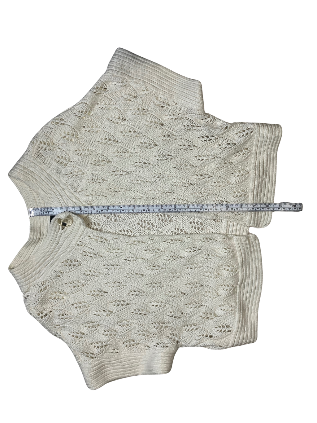 Nine West Open Knit Shrug Cardigan Women's Ivory Pointelle Short Sleeve