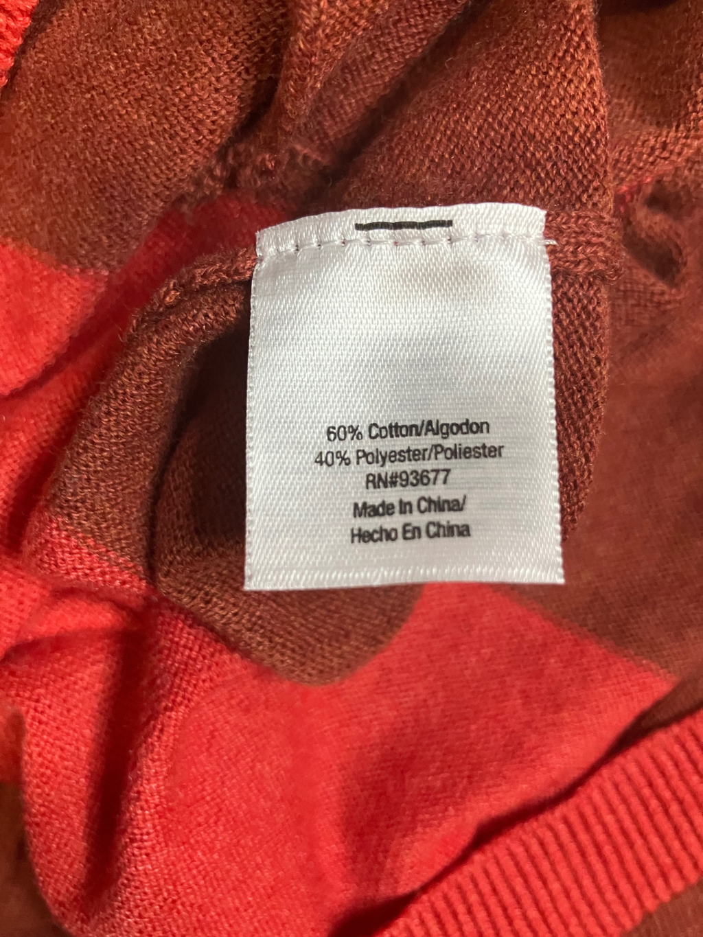 a.n.a Petite Striped Sweater Women's PS Terracotta Coral 3/4 Sleeve