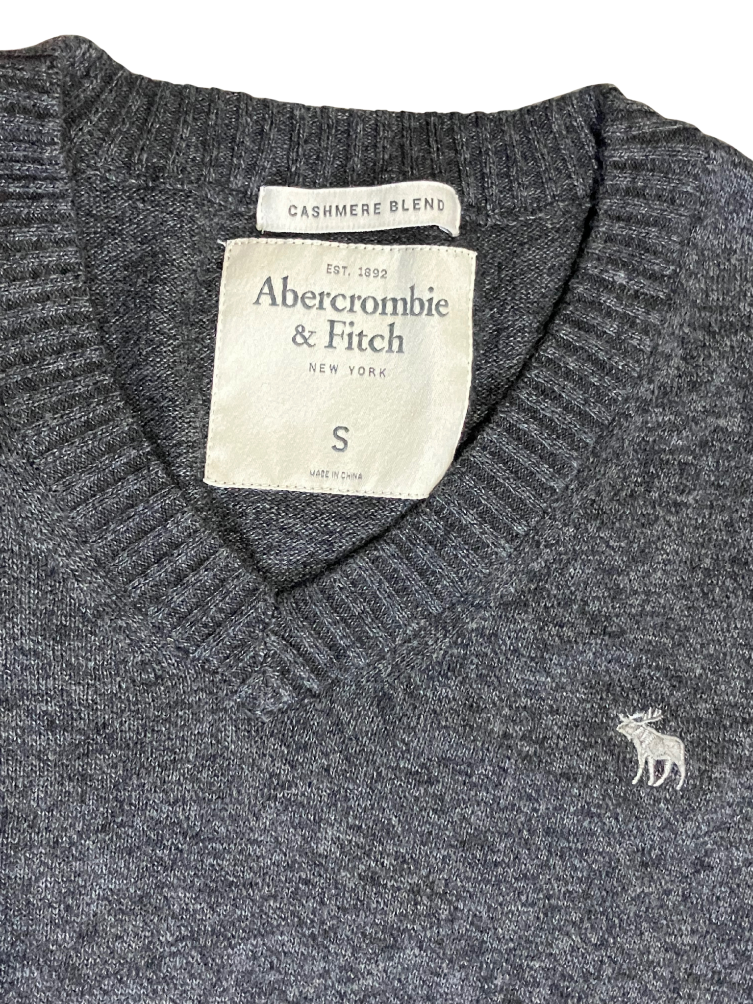 Abercrombie & Fitch Charcoal Gray Cashmere Blend Sweater Size S
