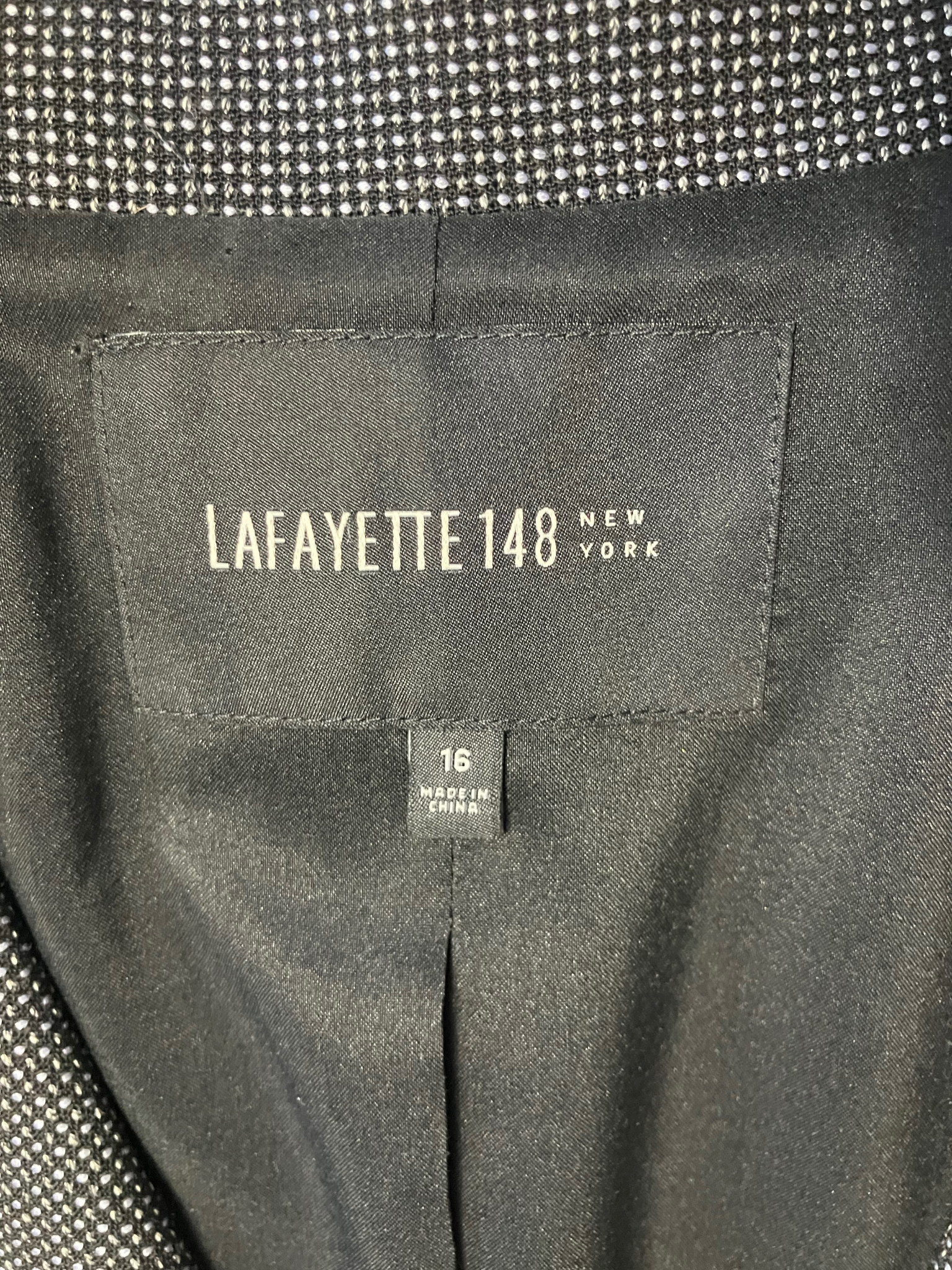 Lafayette 148 New York Blazer Black White Textured Size 16 – Tailored Jacket