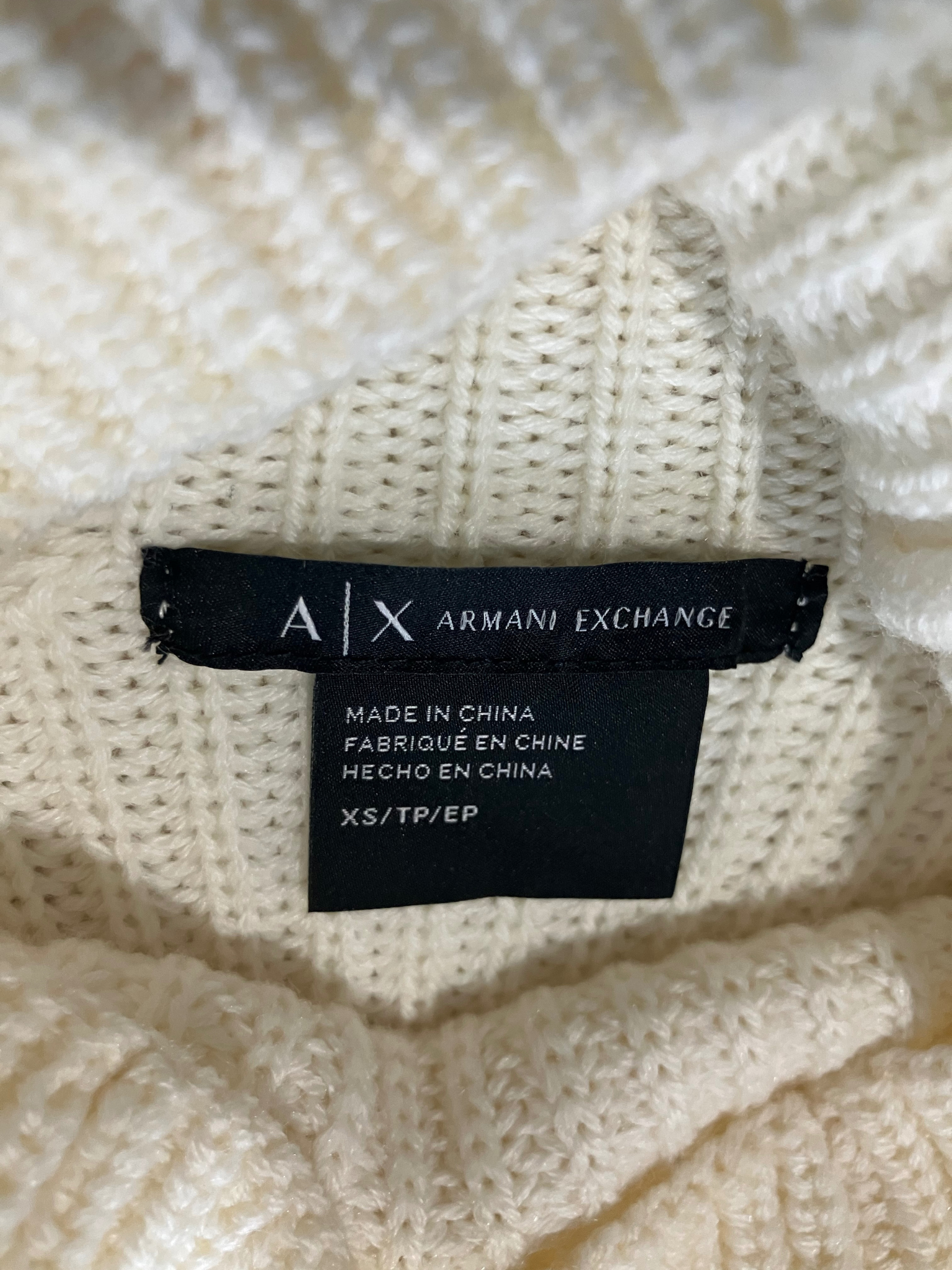 Armani Exchange Cream Knit Mock Neck Sweater xs - Certilogo Authenticated