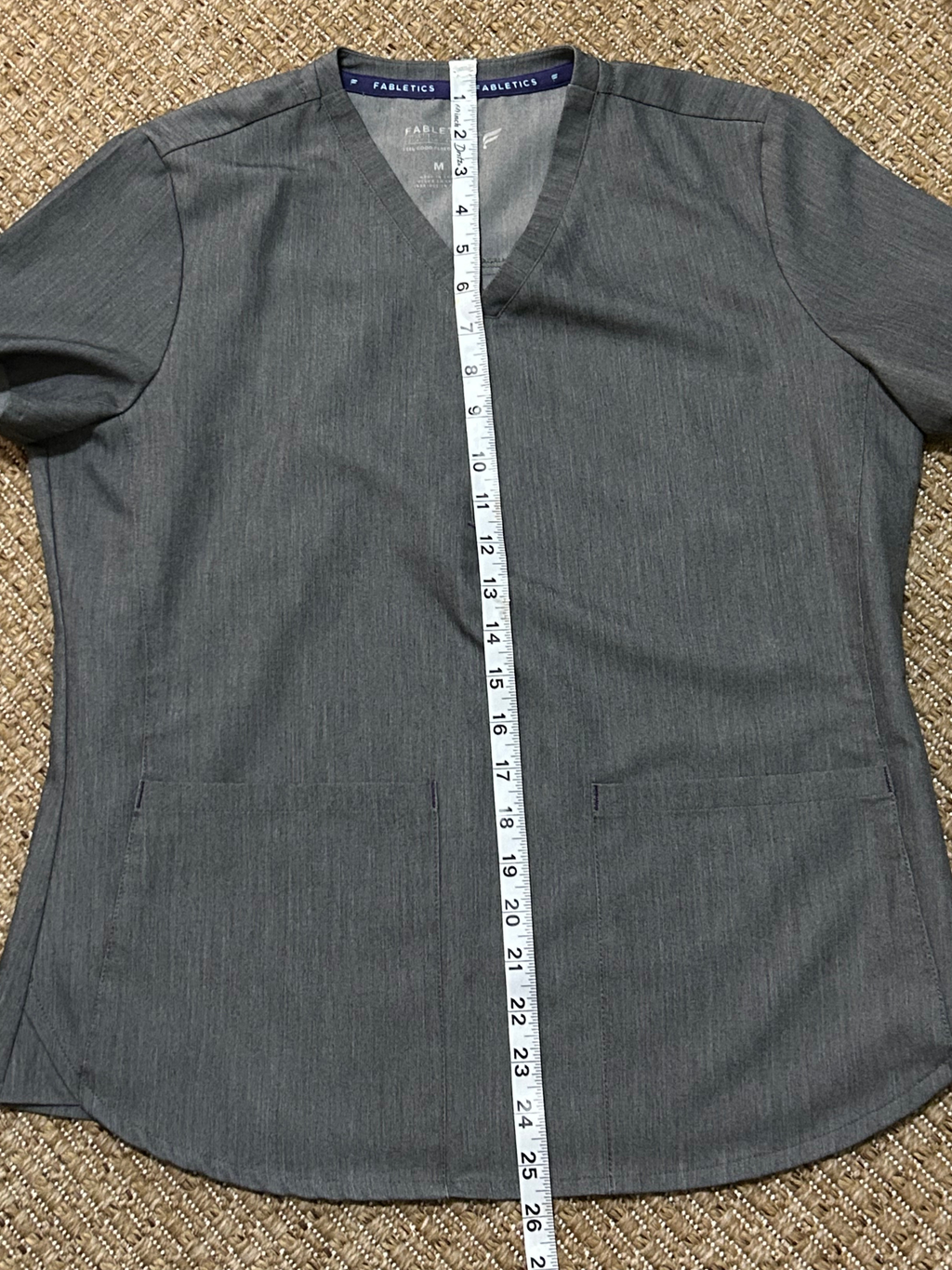 Fabletics — Blouse | Heather gray utility, scrub-style polish · Sz M