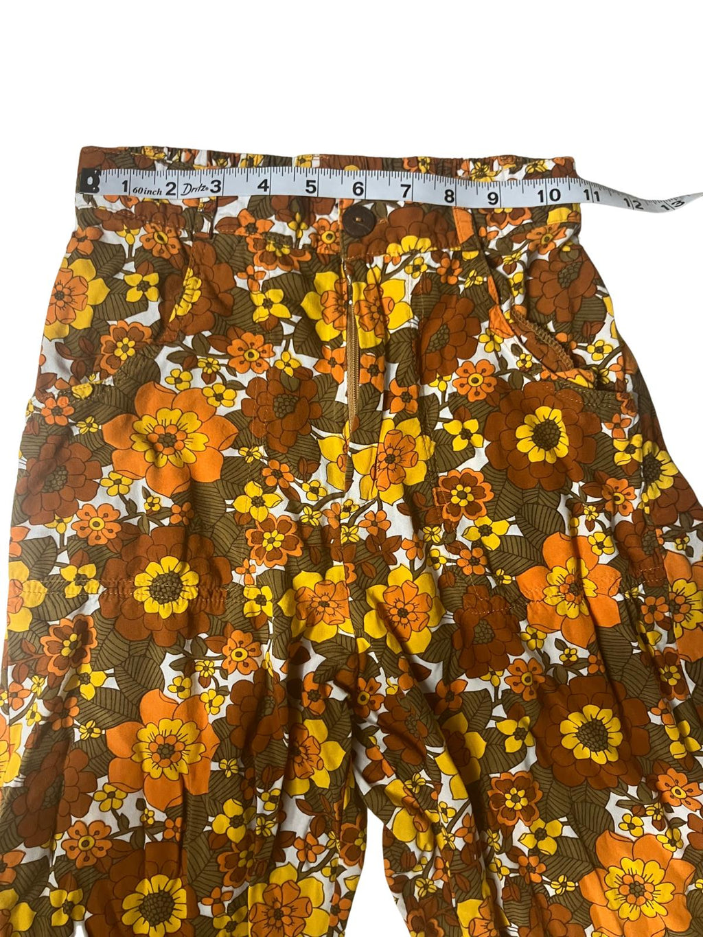 Her Pony — Wide-Leg Pants | 1970s retro floral, 100% rayon · Sz 6