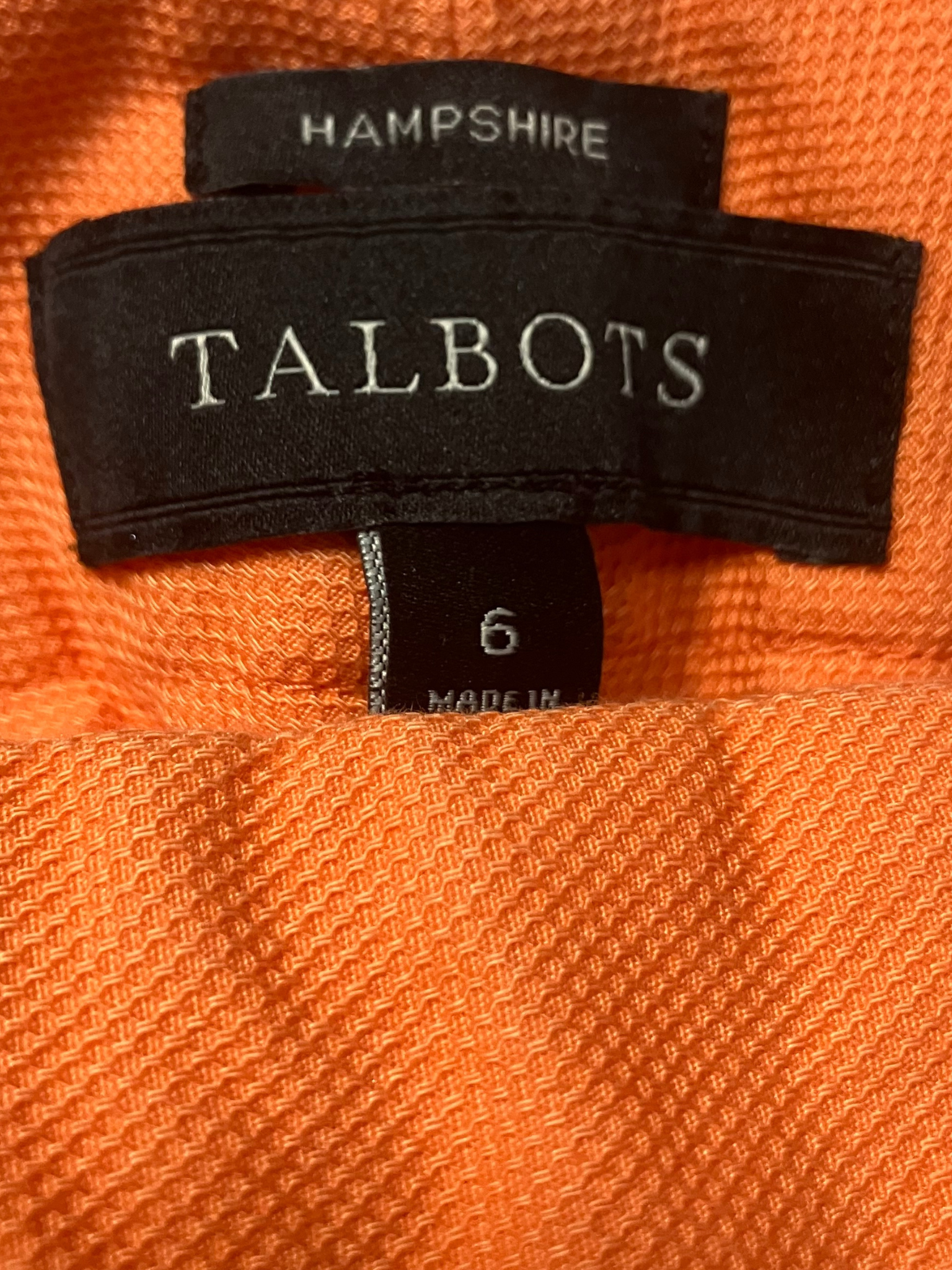 Talbots Hampshire Orange Straight Leg Pants Size 6