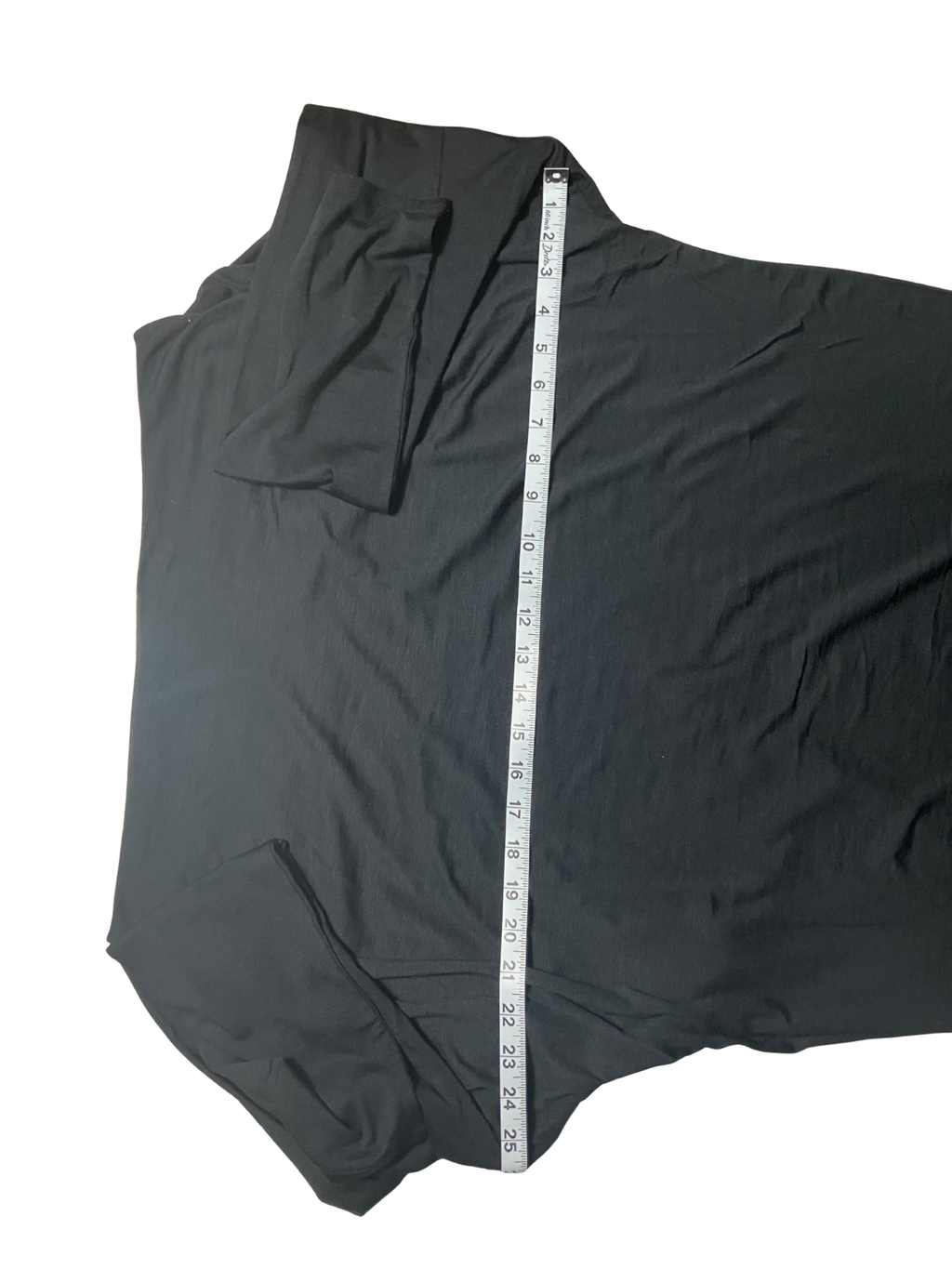 Athleta Black Long Sleeve Midi Dress Draped Neckline Ruched Skirt Size XLT