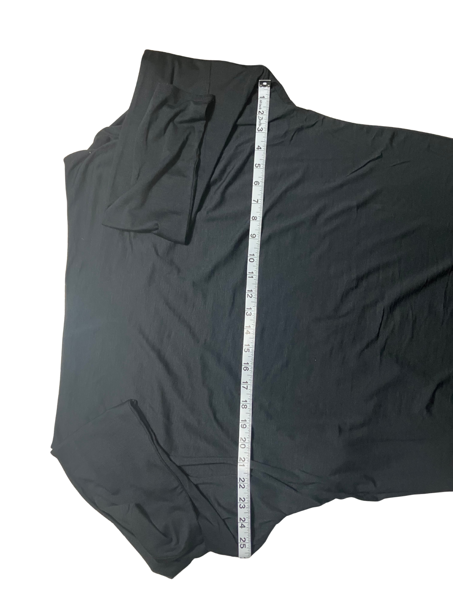 Athleta Black Long Sleeve Midi Dress Draped Neckline Ruched Skirt Size XLT