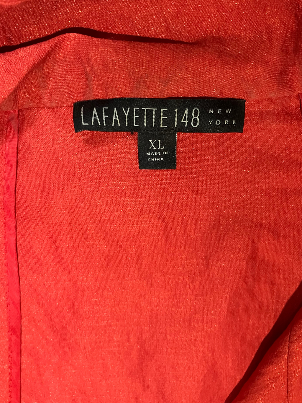 Lafayette 148 New York Red Anorak Jacket XL – Silk Blend Drawstring Coat