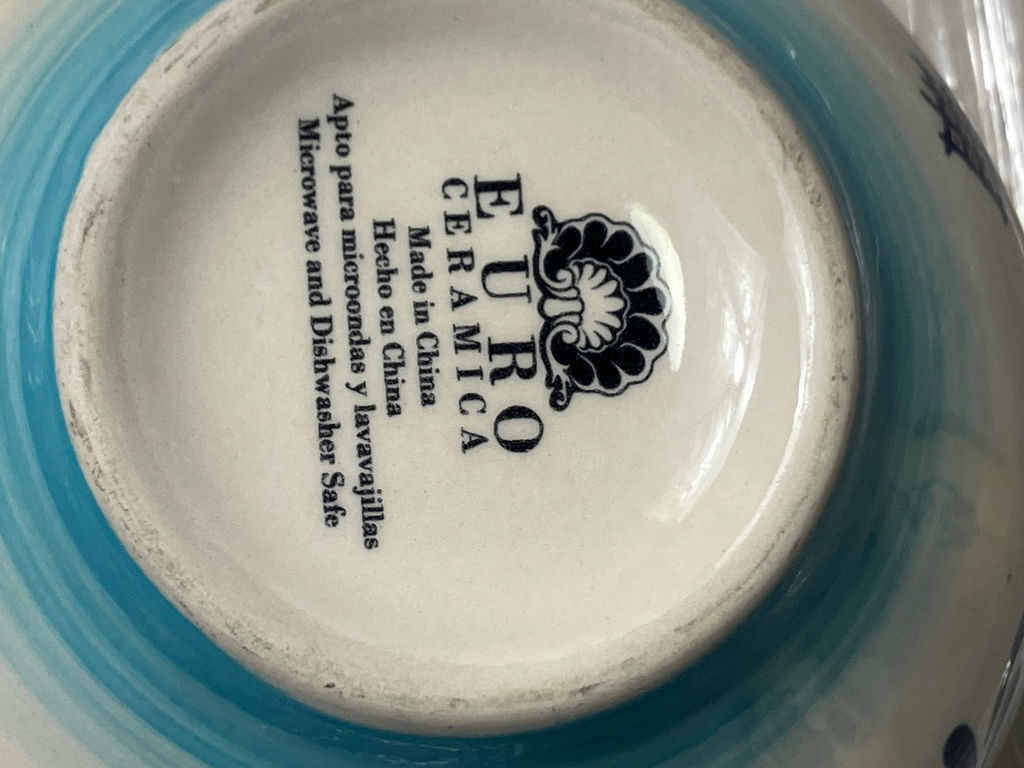 Euro Ceramica Hand-Painted Floral Mug & Bowl Set - 4 Mugs + 1 Bowl