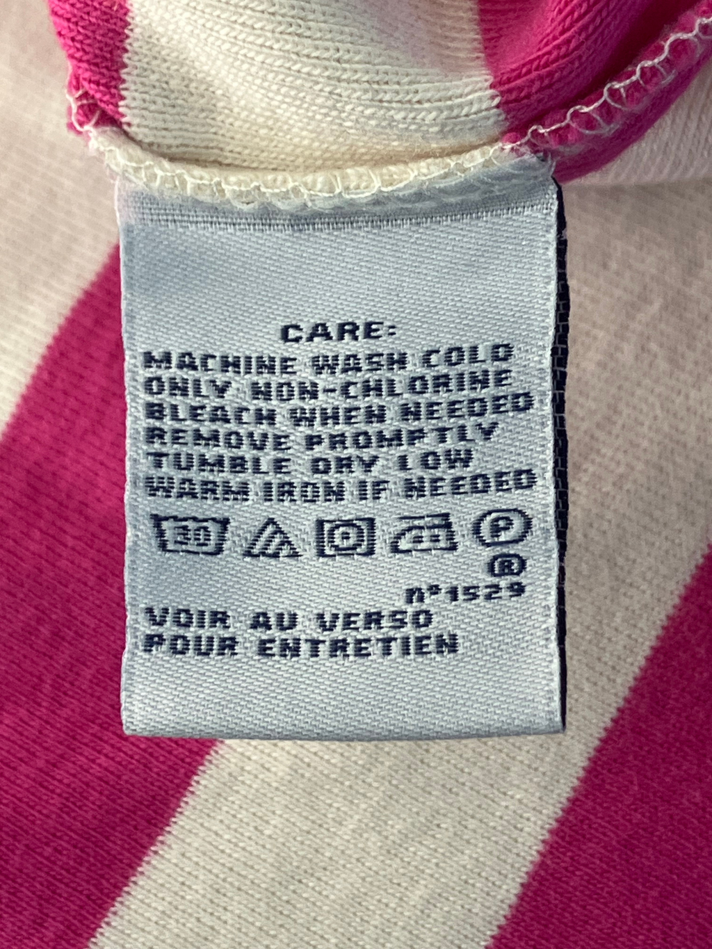 Ralph Lauren — Crew Neck T-Shirt | Pink and cream stripes, embroidered pony · Sz XL