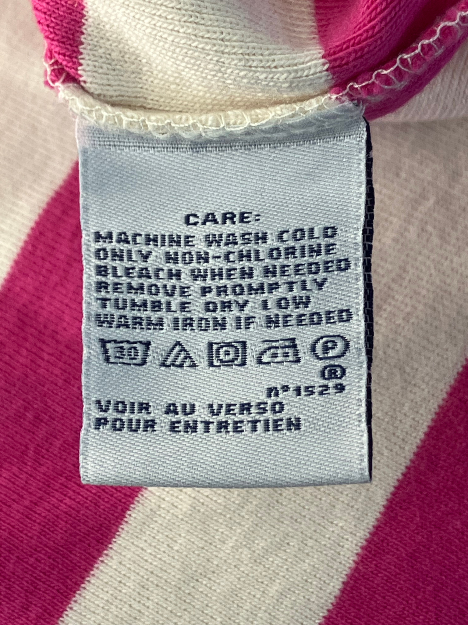 Ralph Lauren — Crew Neck T-Shirt | Pink and cream stripes, embroidered pony · Sz XL