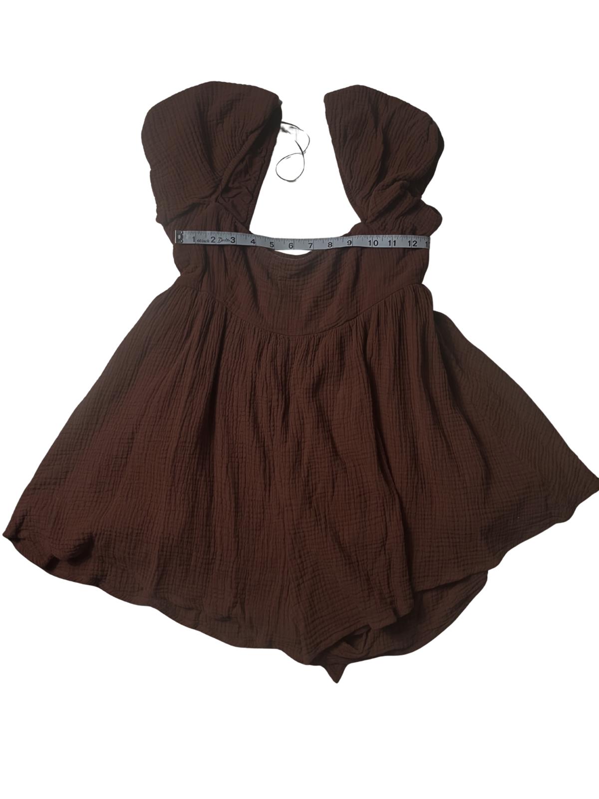 Princess Polly — Dress | Dark chocolate cotton babydoll with built-in shorts · Sz 6