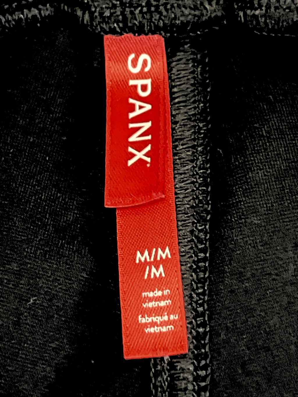 Spanx — Trouser | Deep black, high-rise tapered leg · Sz M