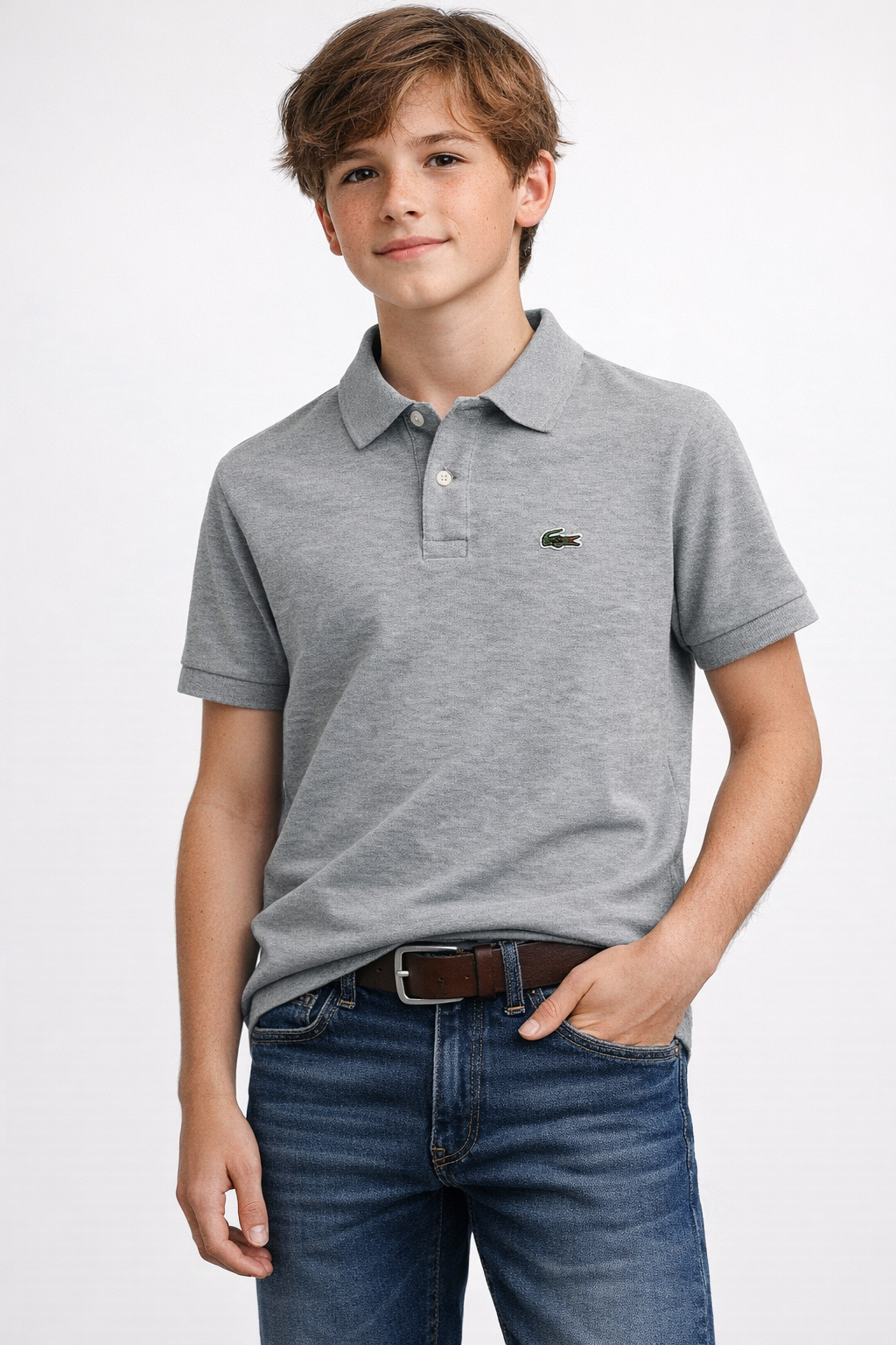 Lacoste Grey Classic Polo Shirt Youth 14 / Women's XS-S / Men's XS