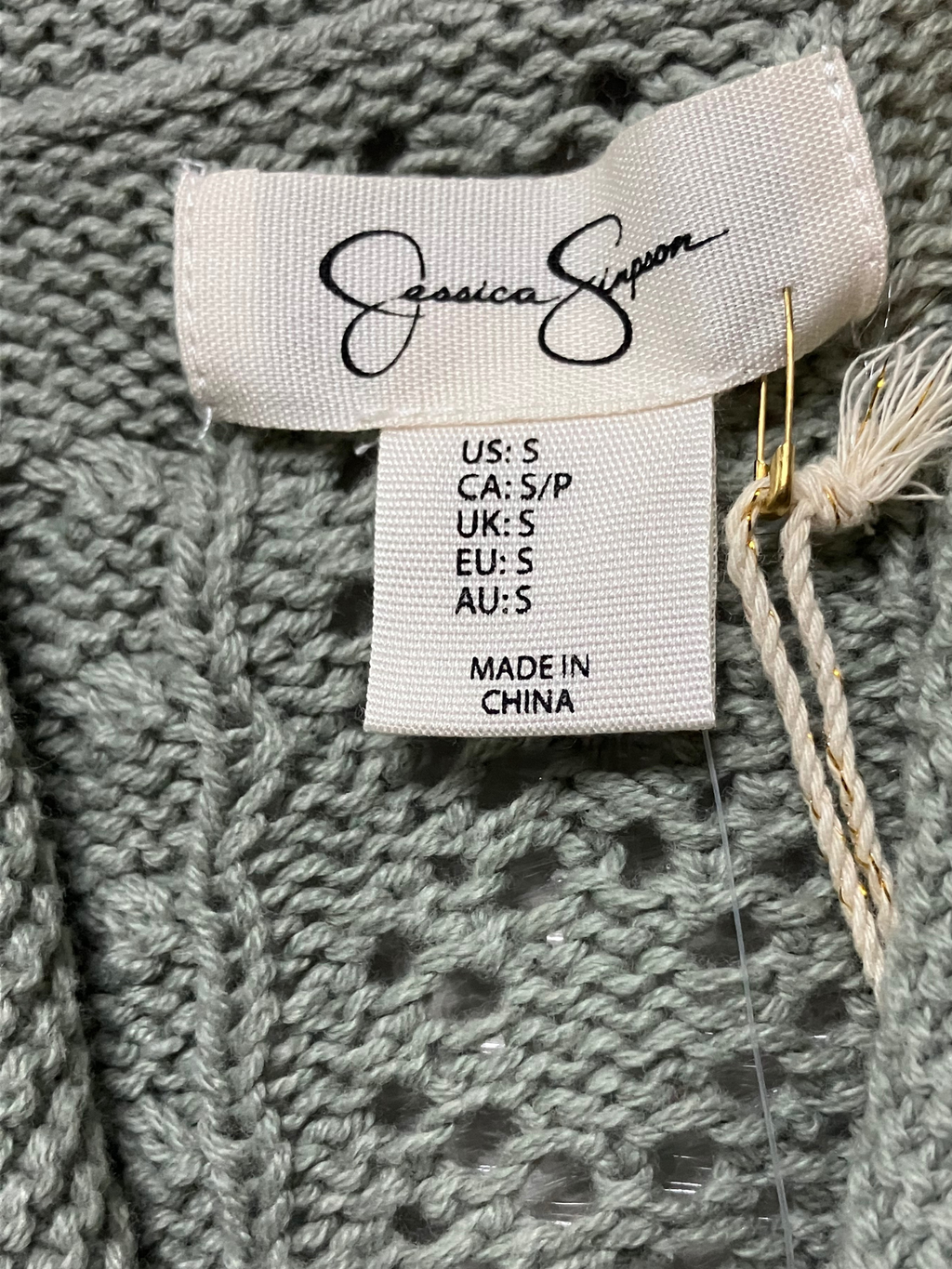 Jessica Simpson Open-Knit Button Front Cardigan–Women’s Size S–Sage Green – NWT