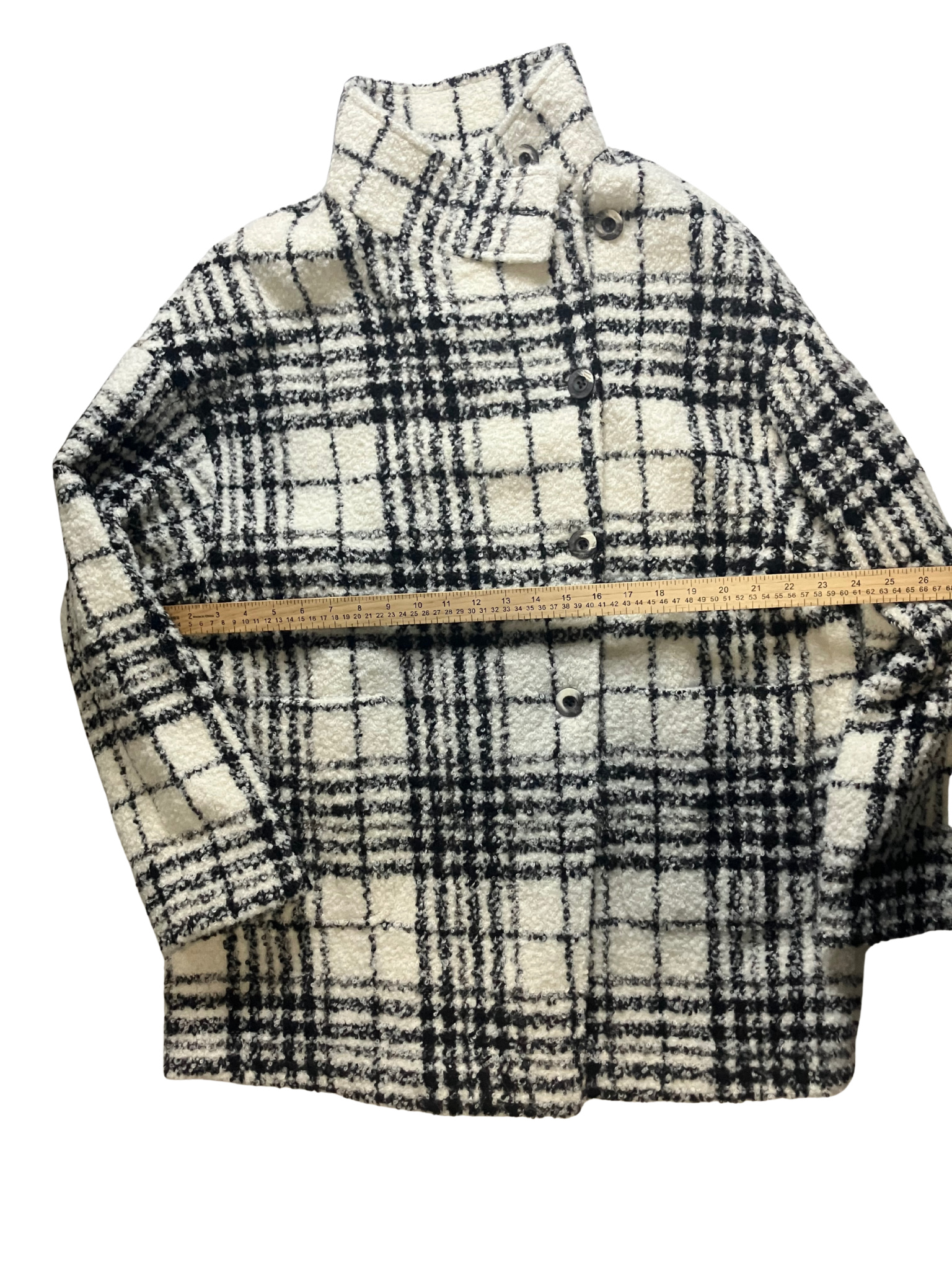 Peruvian Connection Elliott Coat Boucle Plaid Alpaca Wool Blend Size L NWT