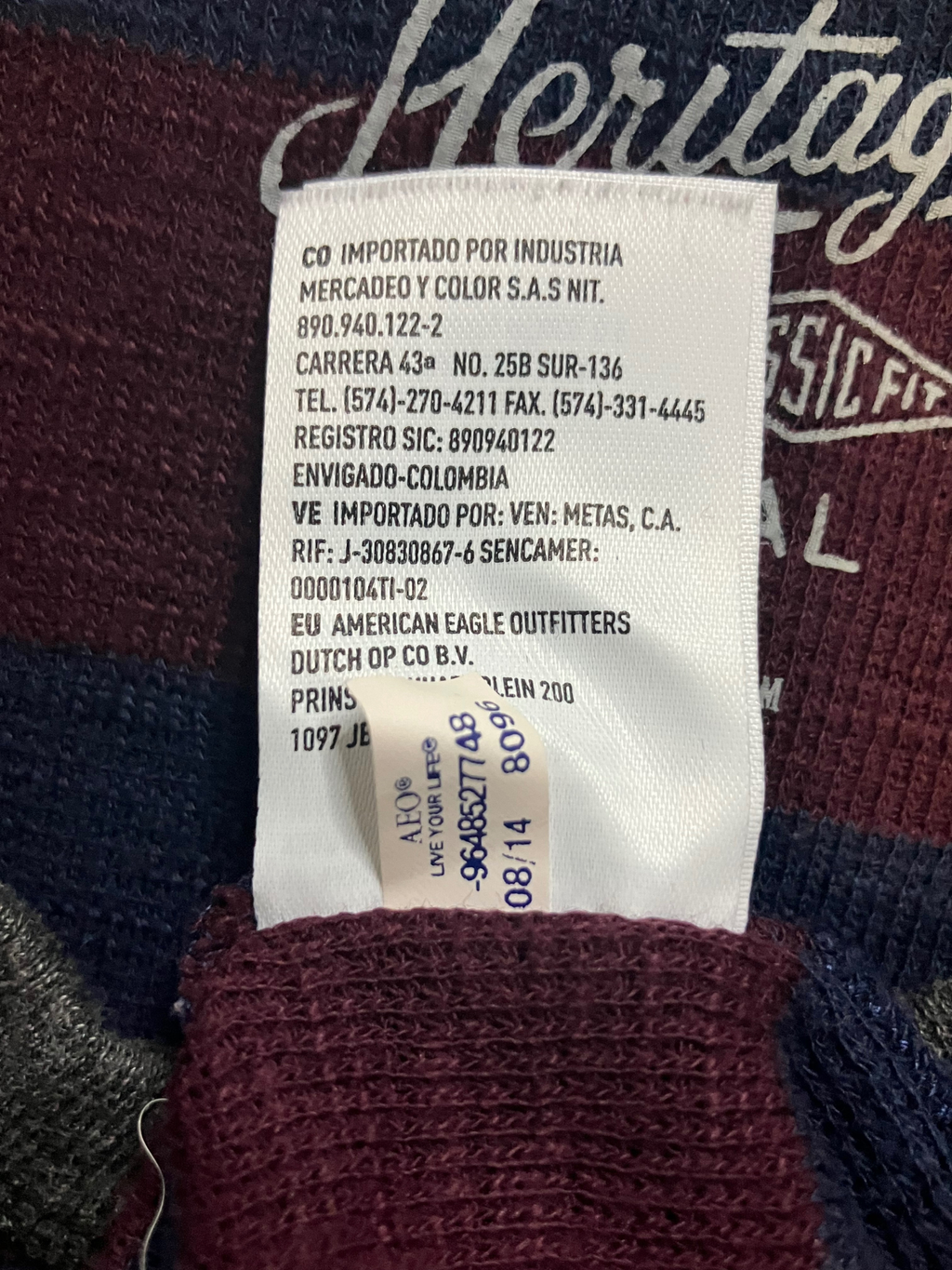 American Eagle AEO Heritage Striped Thermal Long Sleeve Shirt Men's XS